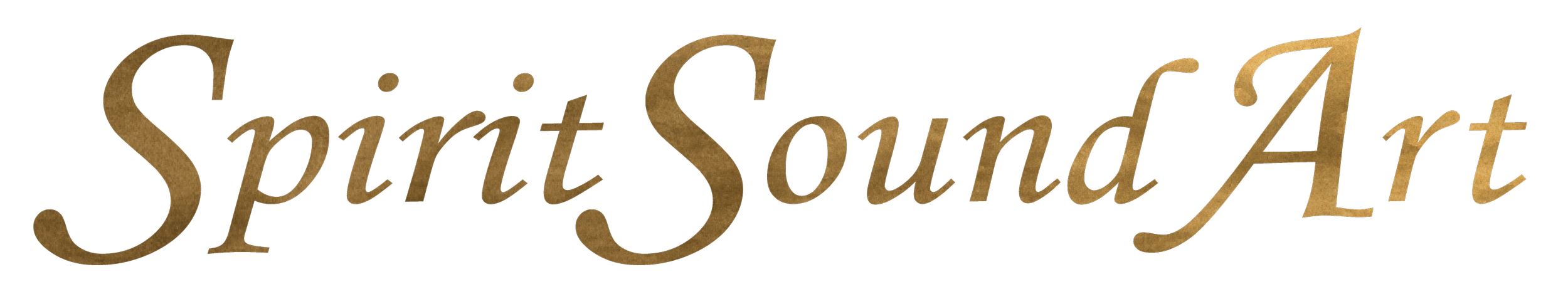 Der Schriftzug 'Spirit Sound Art' in stilisierter goldener Schrift auf schwarzem Hintergrund.