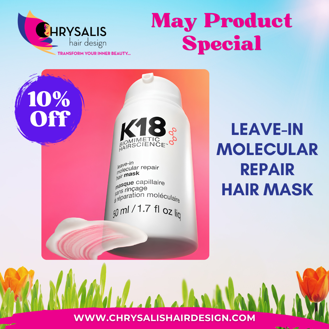 May Product Special: Save 10% on K18 Leave-In Molecular Repair Hair Mask