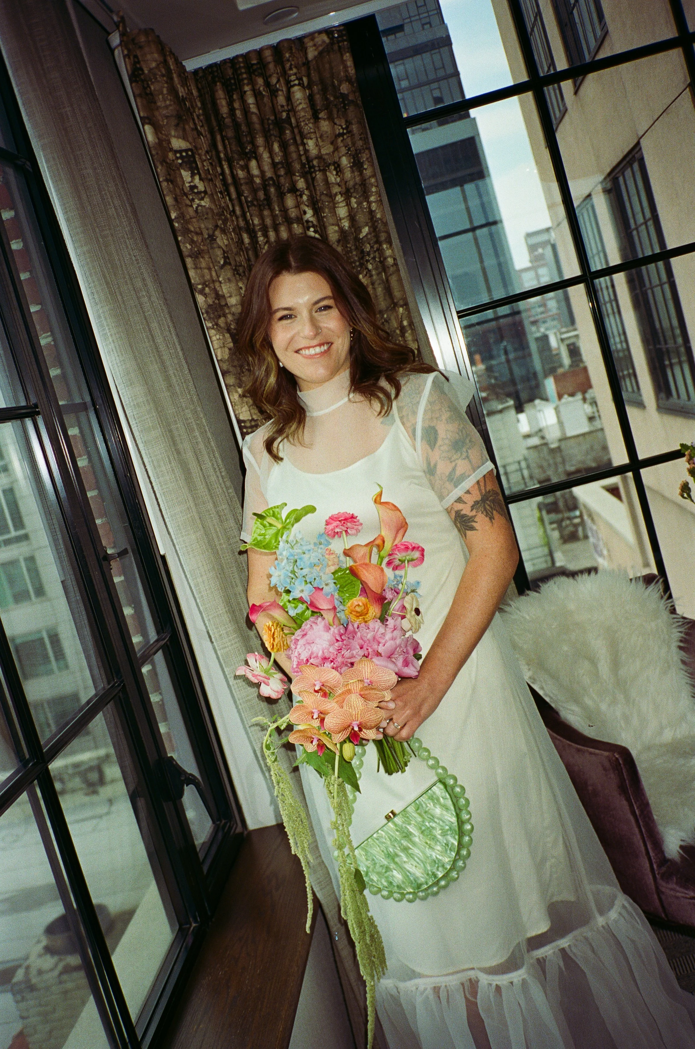Chic colorful NYC wedding flowers