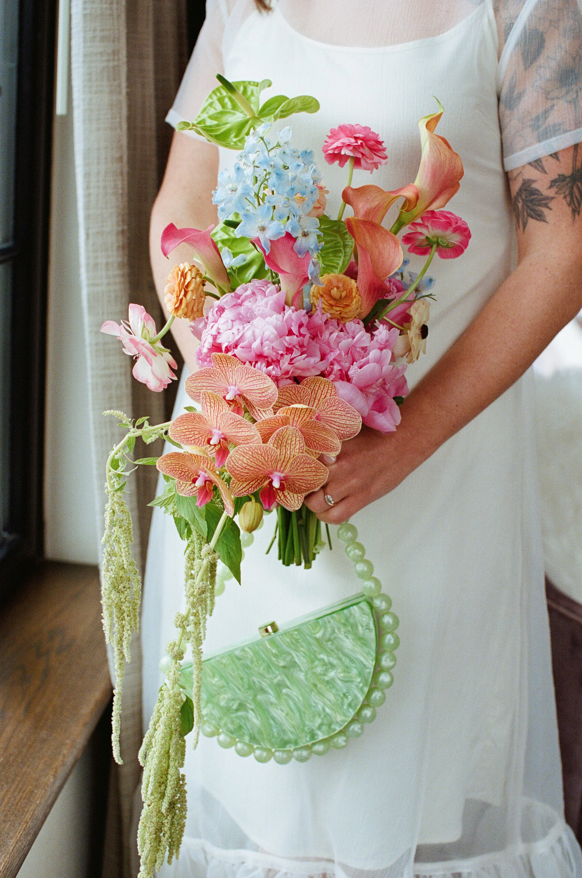 Chic colorful NYC wedding flowers