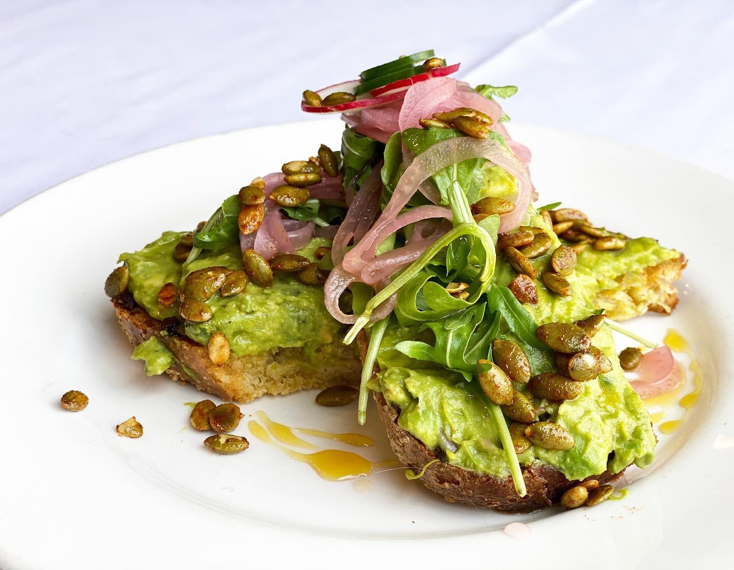 Avocado Toast!!! Homemade sourdough, pickled onions, spicy pepitas #avocadotoast #cibomattocaffe #yummy #bostonfoodies