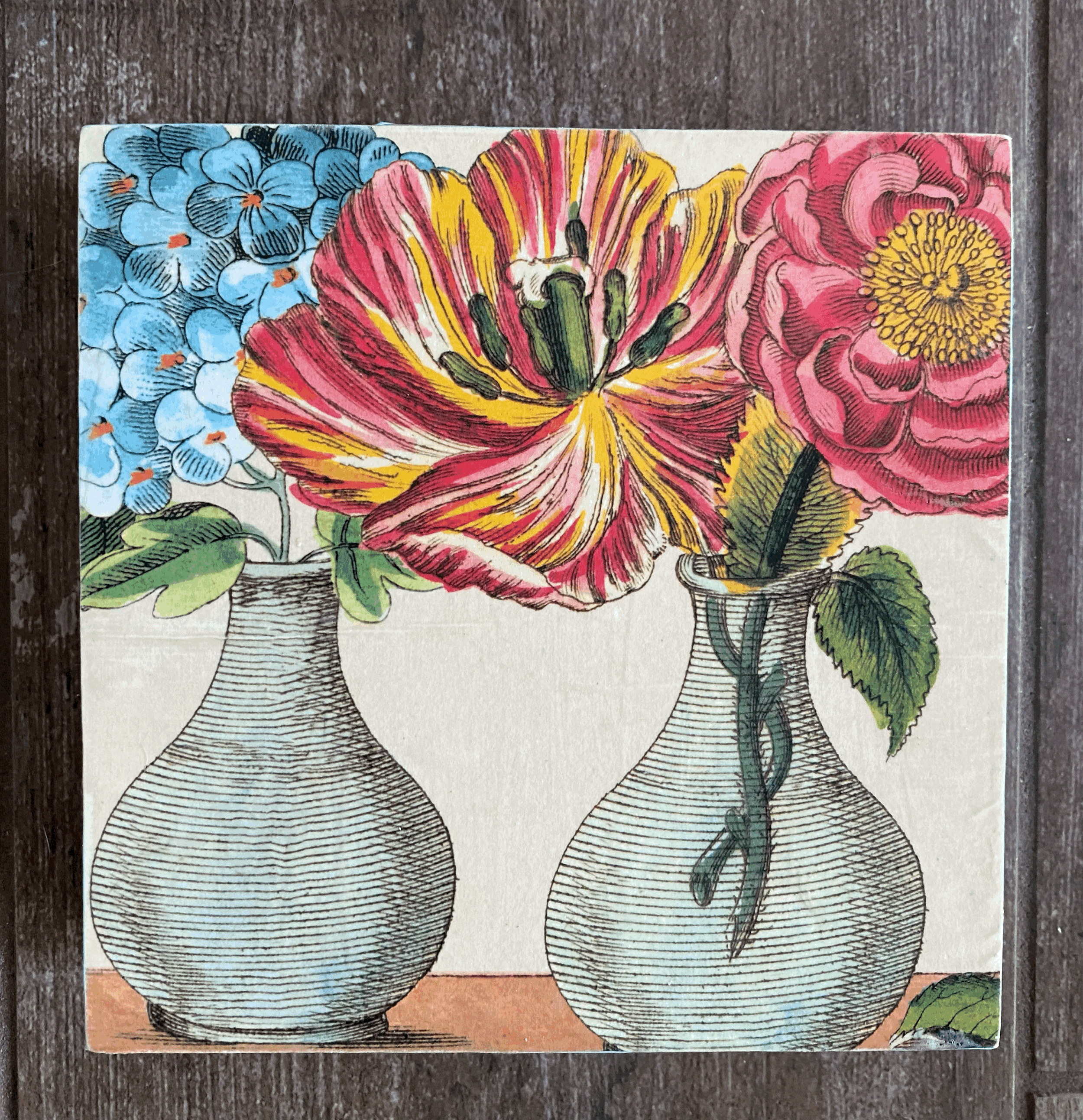 Flower Market Two Vases 6"x6"