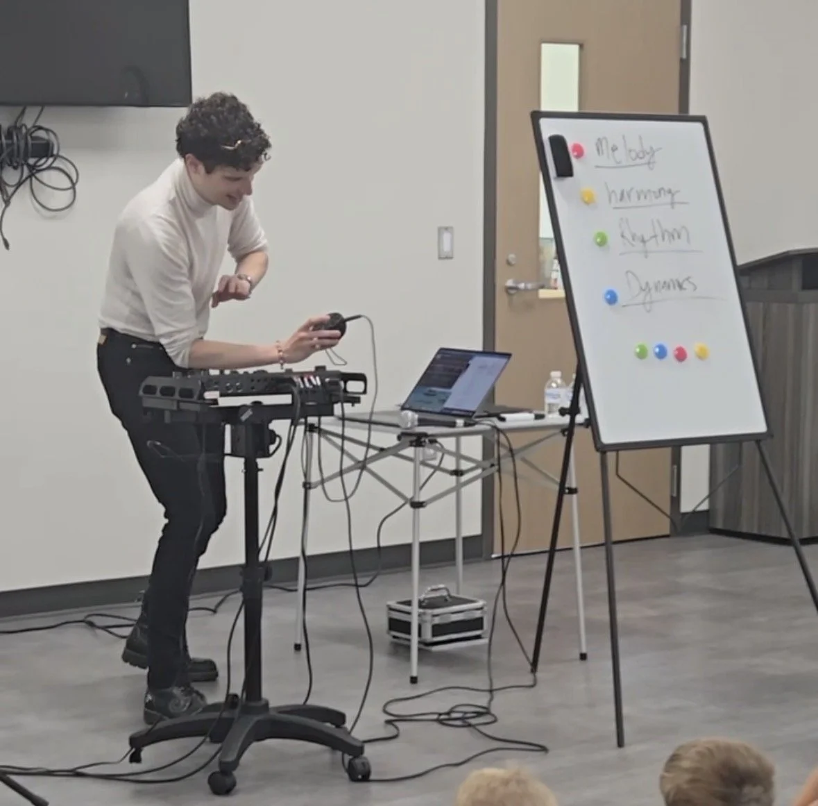 Description: Skippy demonstrates beatboxing, synthesizing, and looping, also known as sound laying, on an RC 505 Mark II Loop Station in Bondurant, Iowa. (2026)