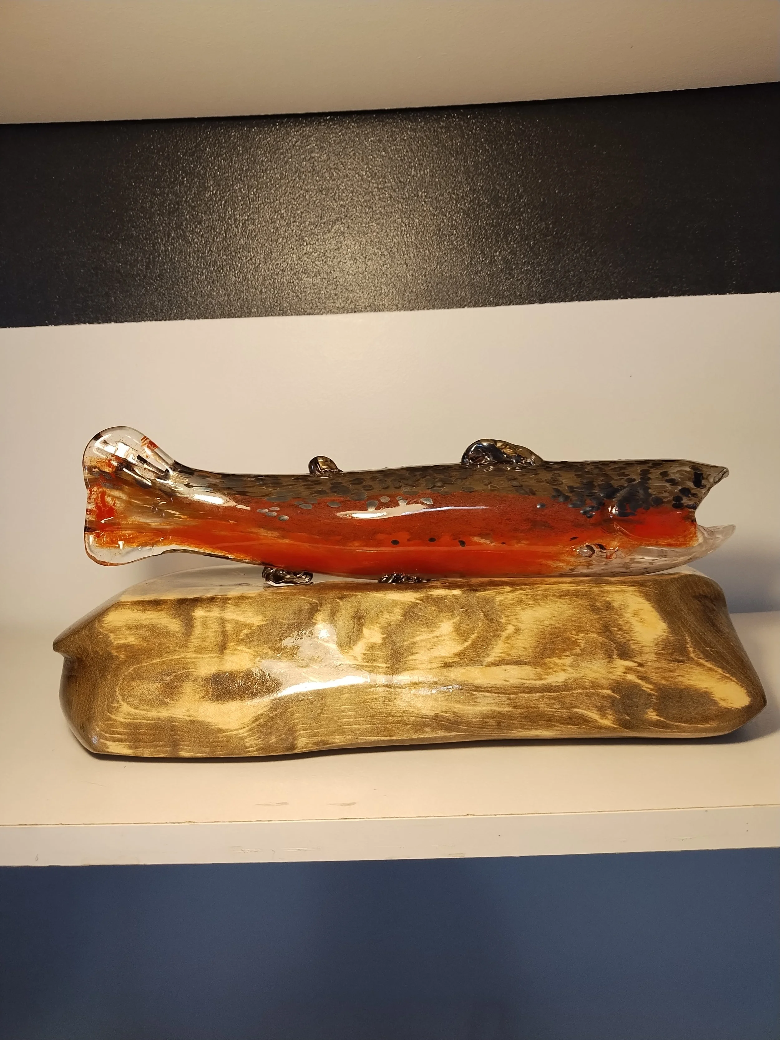 Rainbow Trout on a wooden base