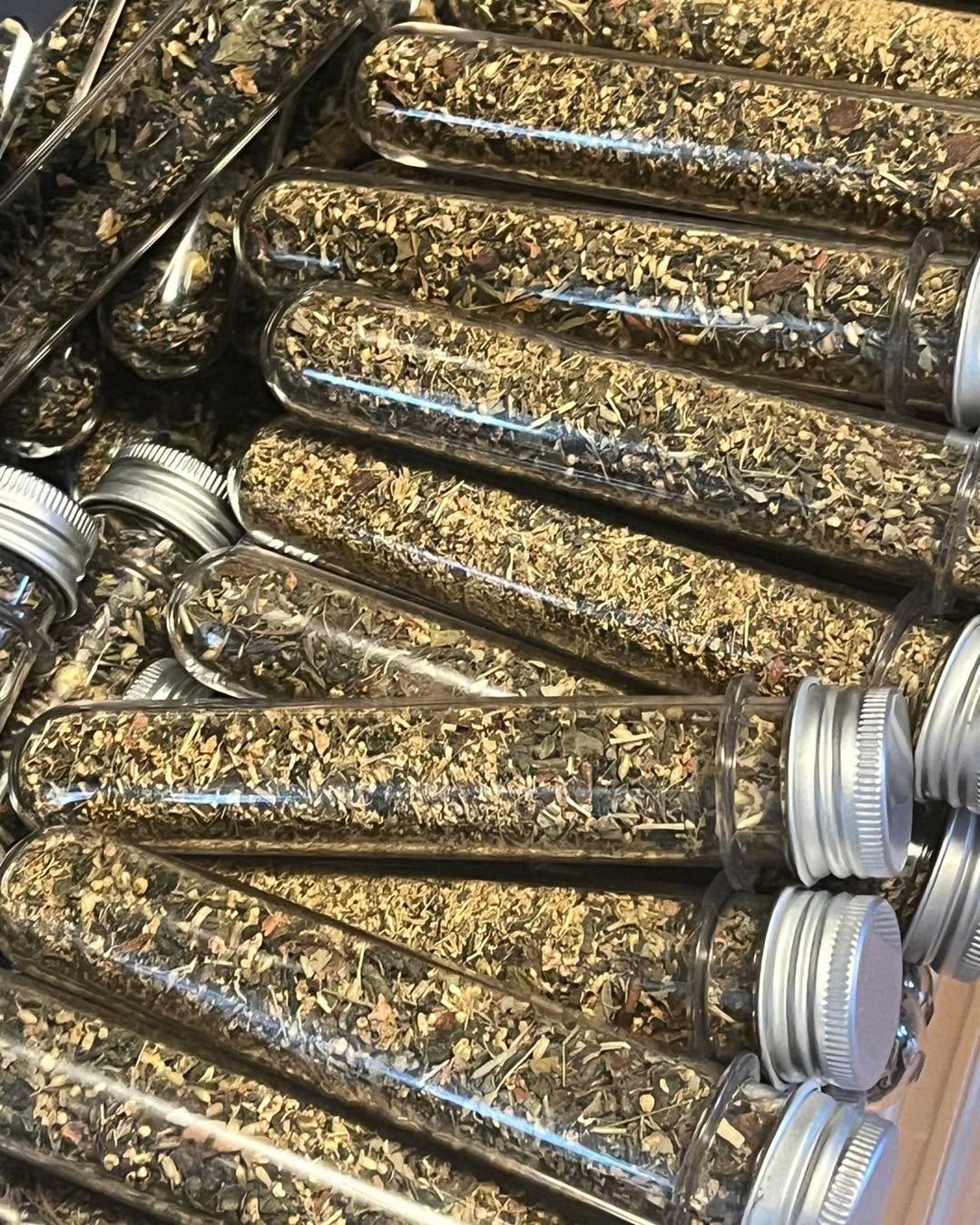 We’re almost ready!!! Over 600 test tubes packaged and labeled this week!! Cannot wait to show off the new teas at Kitsune Kon tomorrow through Sunday!!! SO EXCITED!!
#tea #teatime #witchyvibes #mteakettle #looseleafteashop #nerdytea #loosele