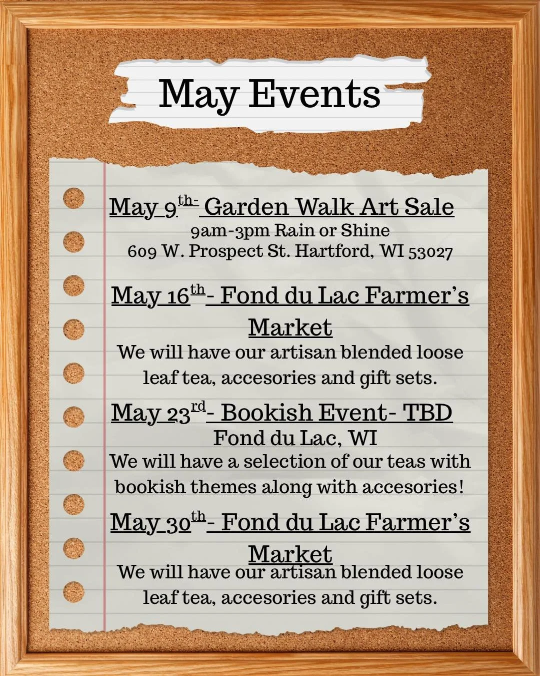 🫖We&rsquo;re getting into the busy time and we&rsquo;re EXCITED!! There are new events, conventions and opportunities to see us this year! 

🚨Reminder we will only be at Farmers market a few times this year as we are branching out to other events! 