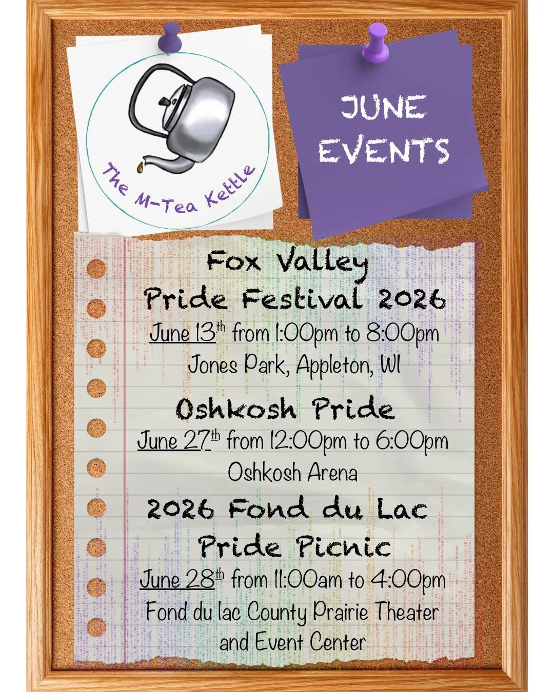 IT IS JUNE!!! 

We&rsquo;re PROUD this month to be vending at several Pride events!! 

We will be at Fox Valley Pride on June 13th! Oshkosh Pride on June 27th and Pride Picnic Fond du Lac on June 28th! 

And if you can&rsquo;t get to any of those eve