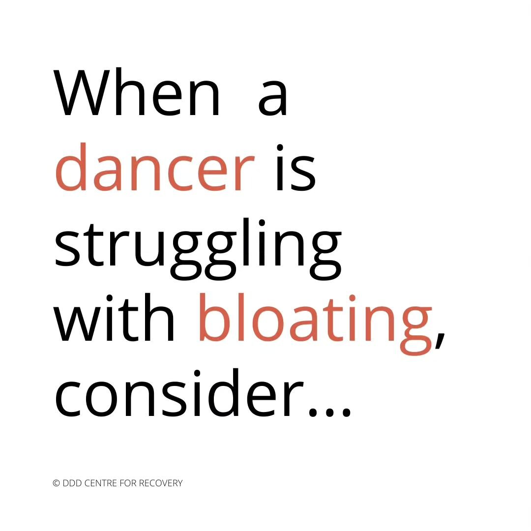 [ID in alt text] Most of the advise comes from a place of concern, but too often the advise to restrict leads dancers to be even more pre-occupied with food. 
Instead, help them see the bigger picture by asking them about digestion time; whether they
