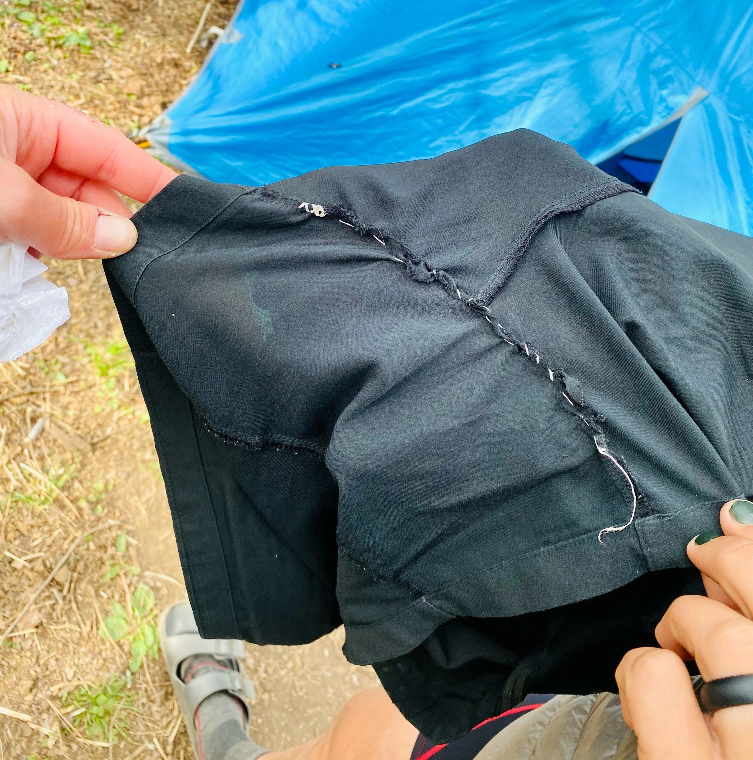 Wallflower’s clothing mishap remedied with a needle and dental floss