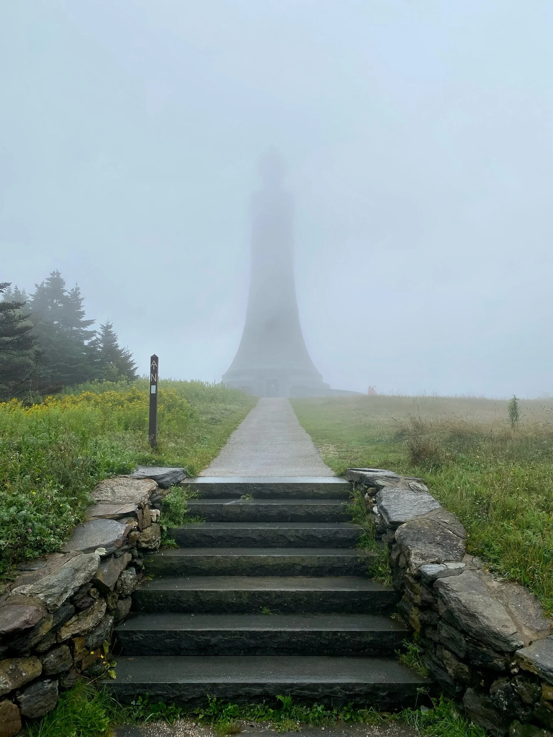 8/20, A foggy summit yielded zero views from Mount Greylock.