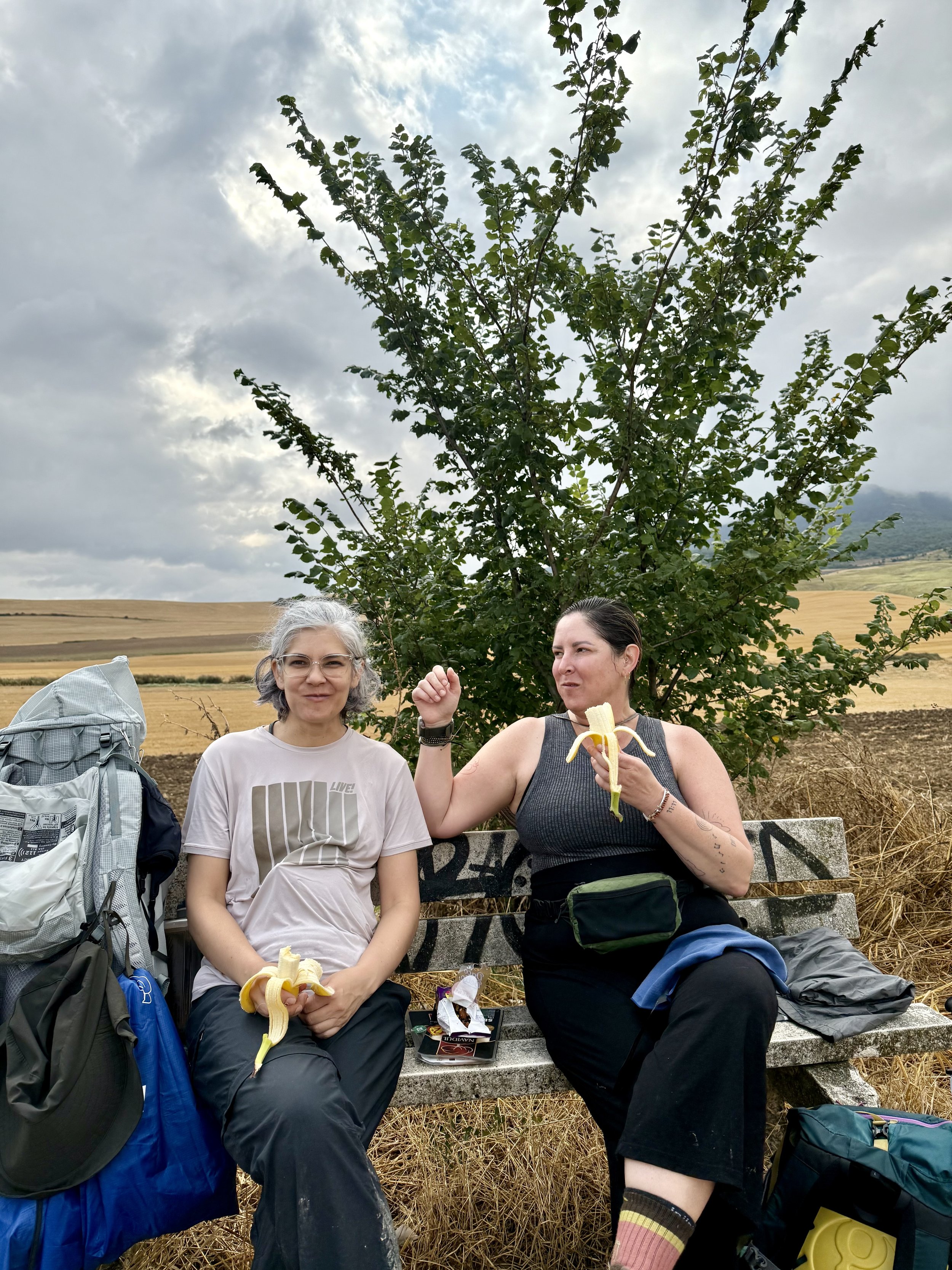 Banana bench break Camino Santiago