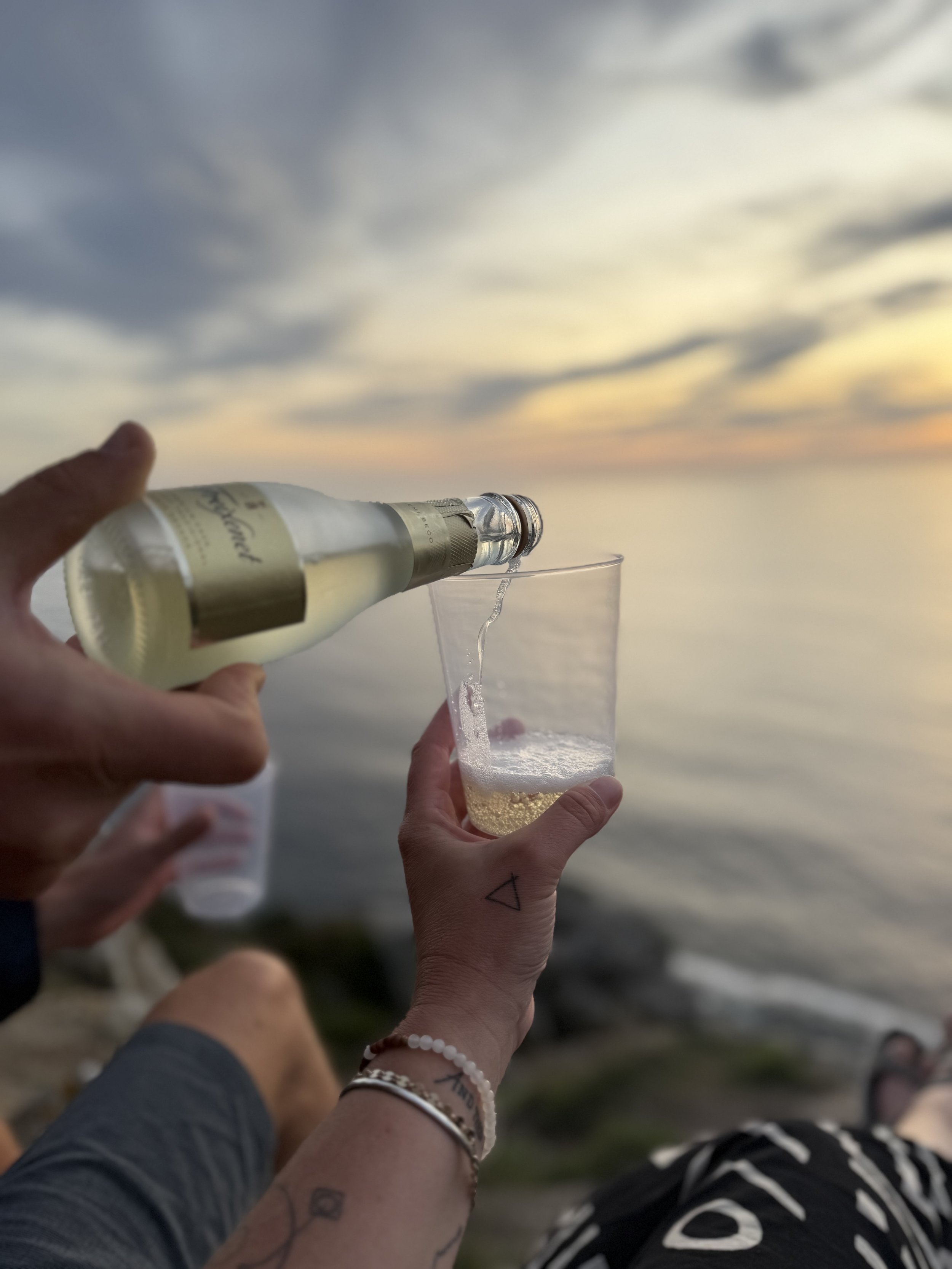 champagne coastal sunset