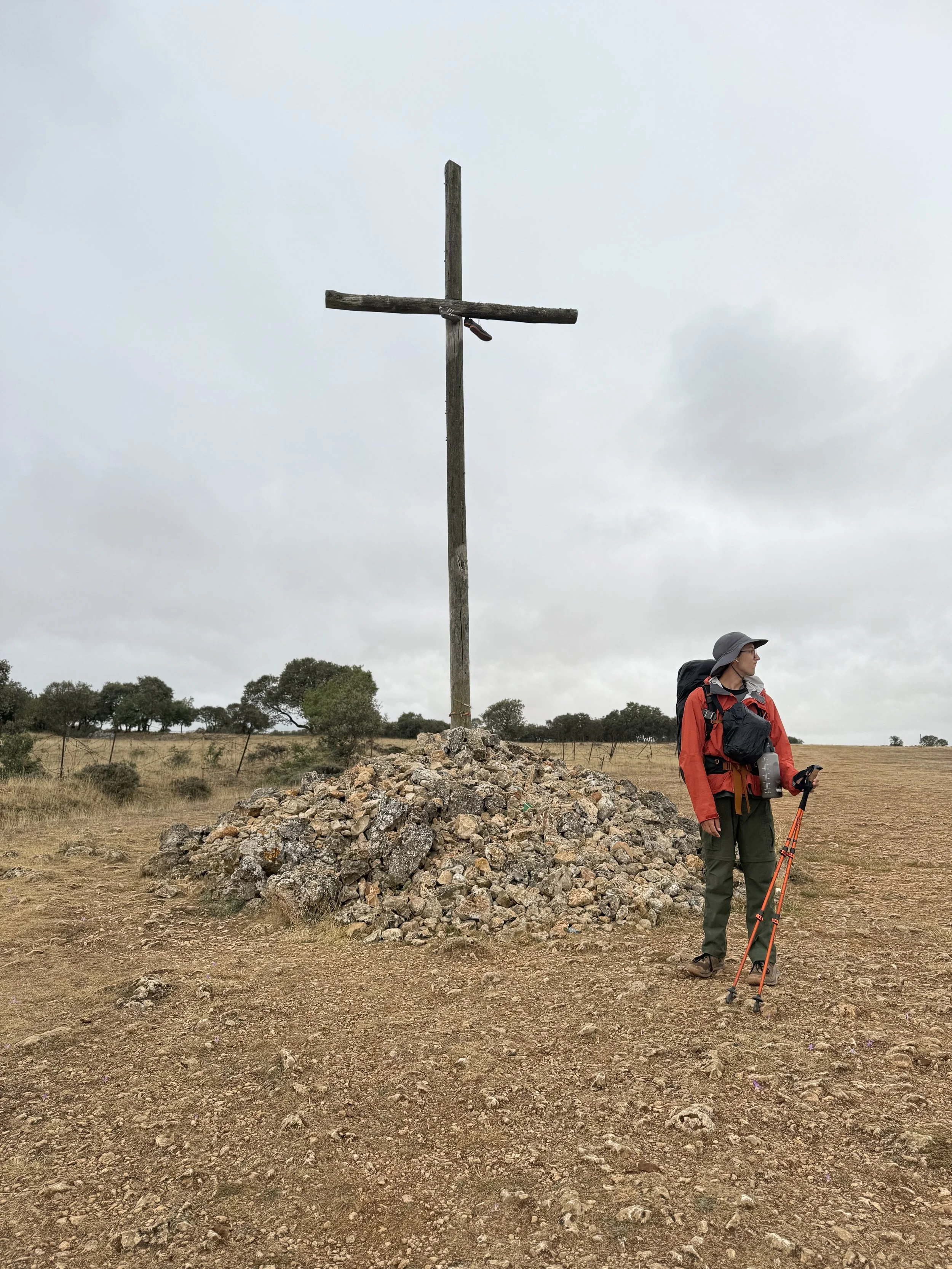 Wood cross on camino de santiago