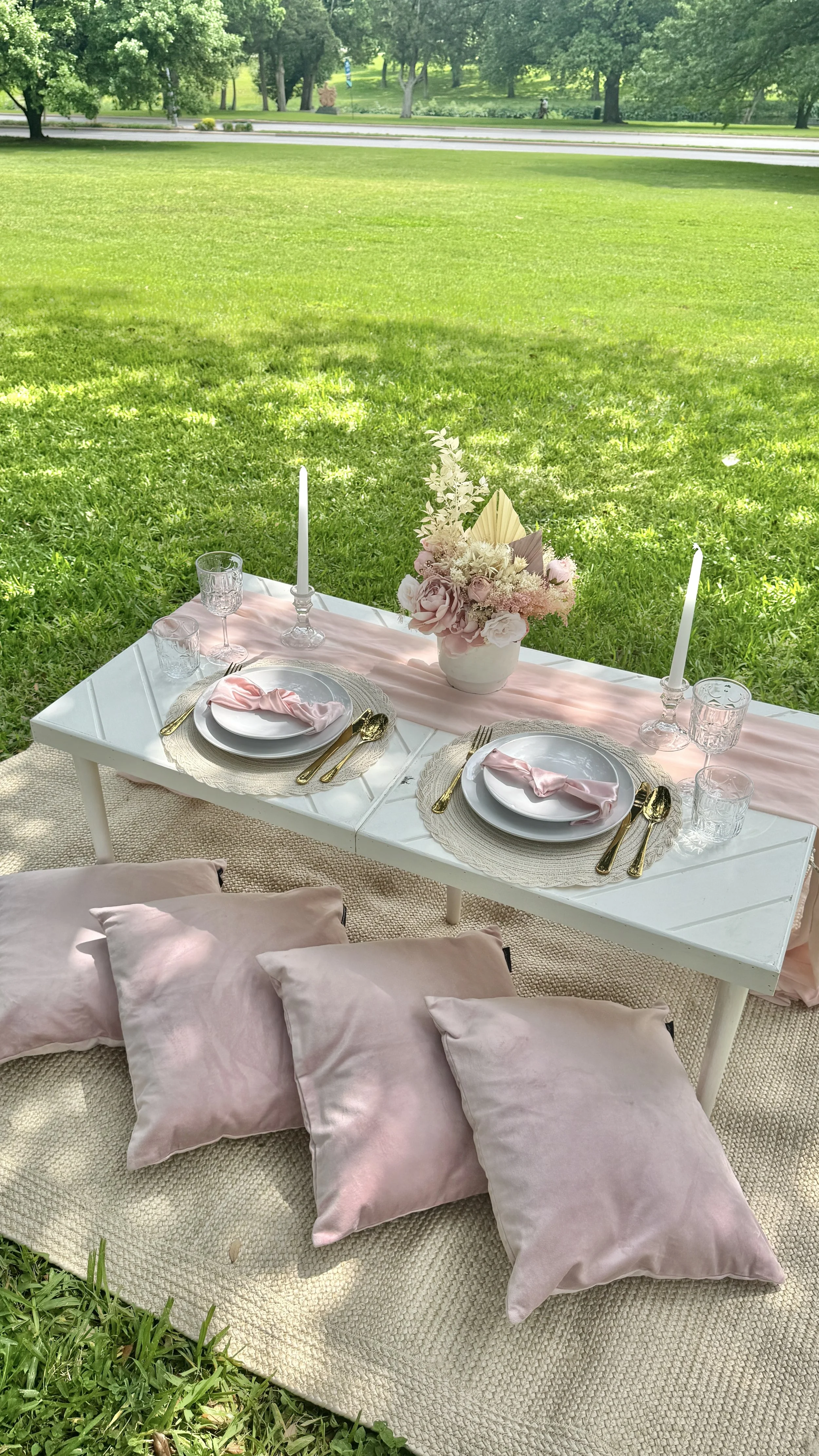 Pink boho picnic in Dallas, TX, styled by Wanderlust Picnics