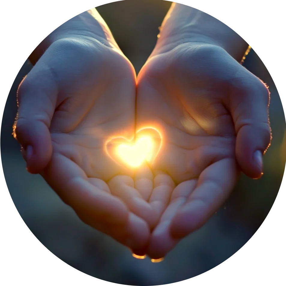 two hands cupped, with a heart made of light in the middle | The Witch's Therapist
