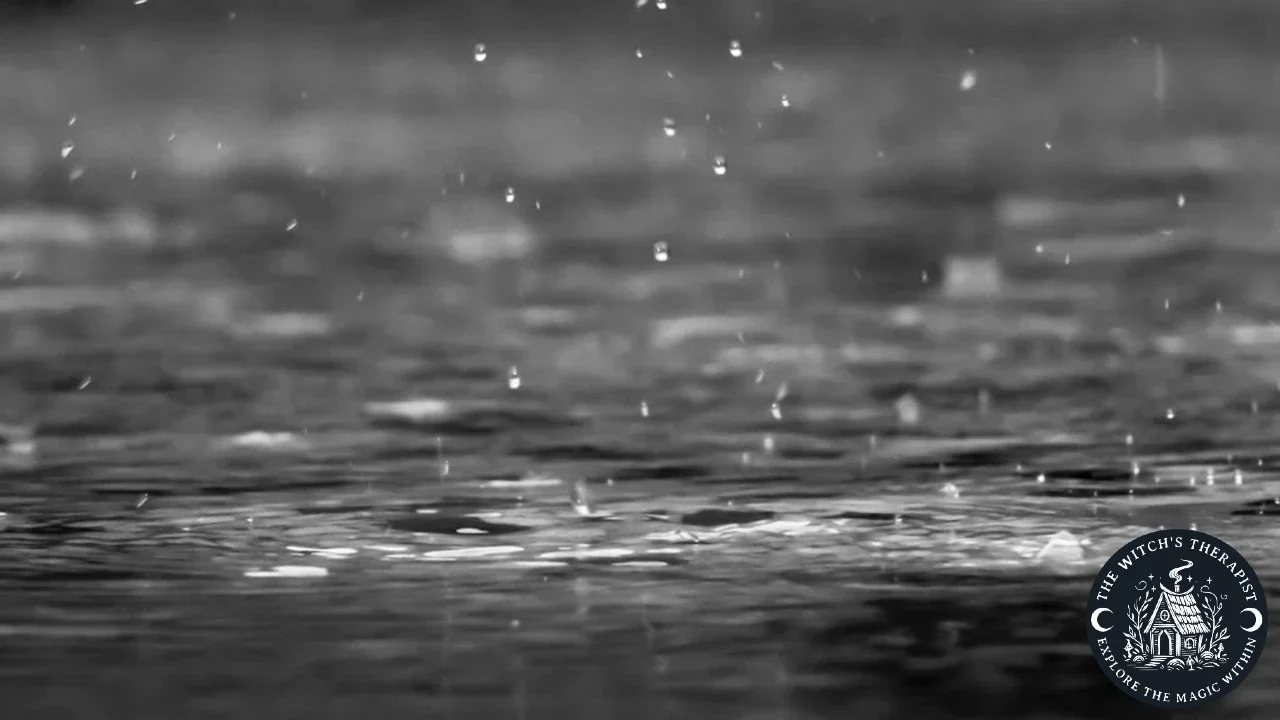 rain dripping on the surface of water | The Witch's Therapist | Self-Compassion Therapy