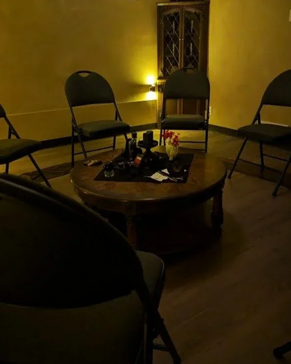 Our Ritual Room at The Witch’s Therapist ready for an upcoming meeting of Into the Open: A Circle of Men.