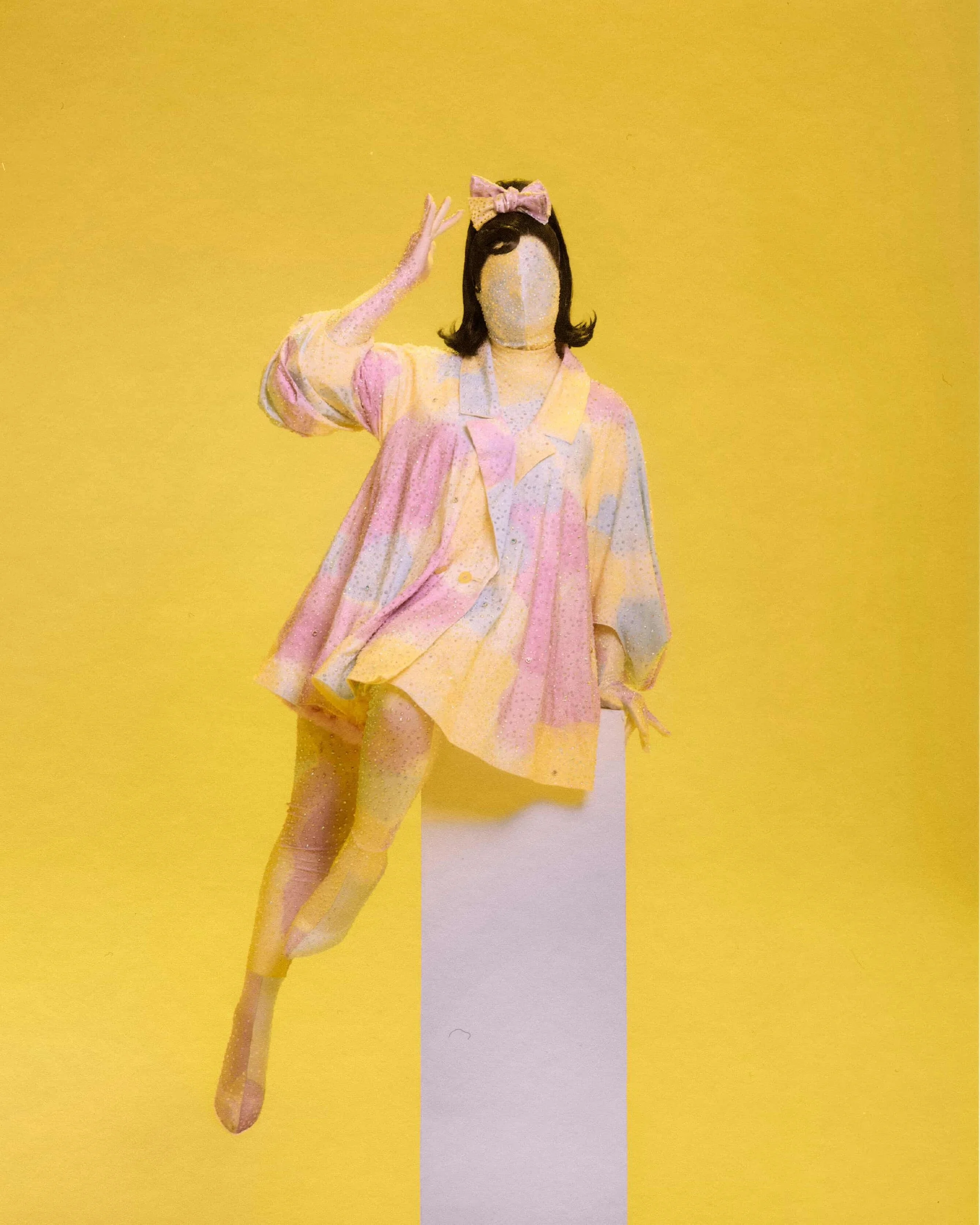 Van Goth in custom printed and rhinestoned coat, leggings, gloves and mask 