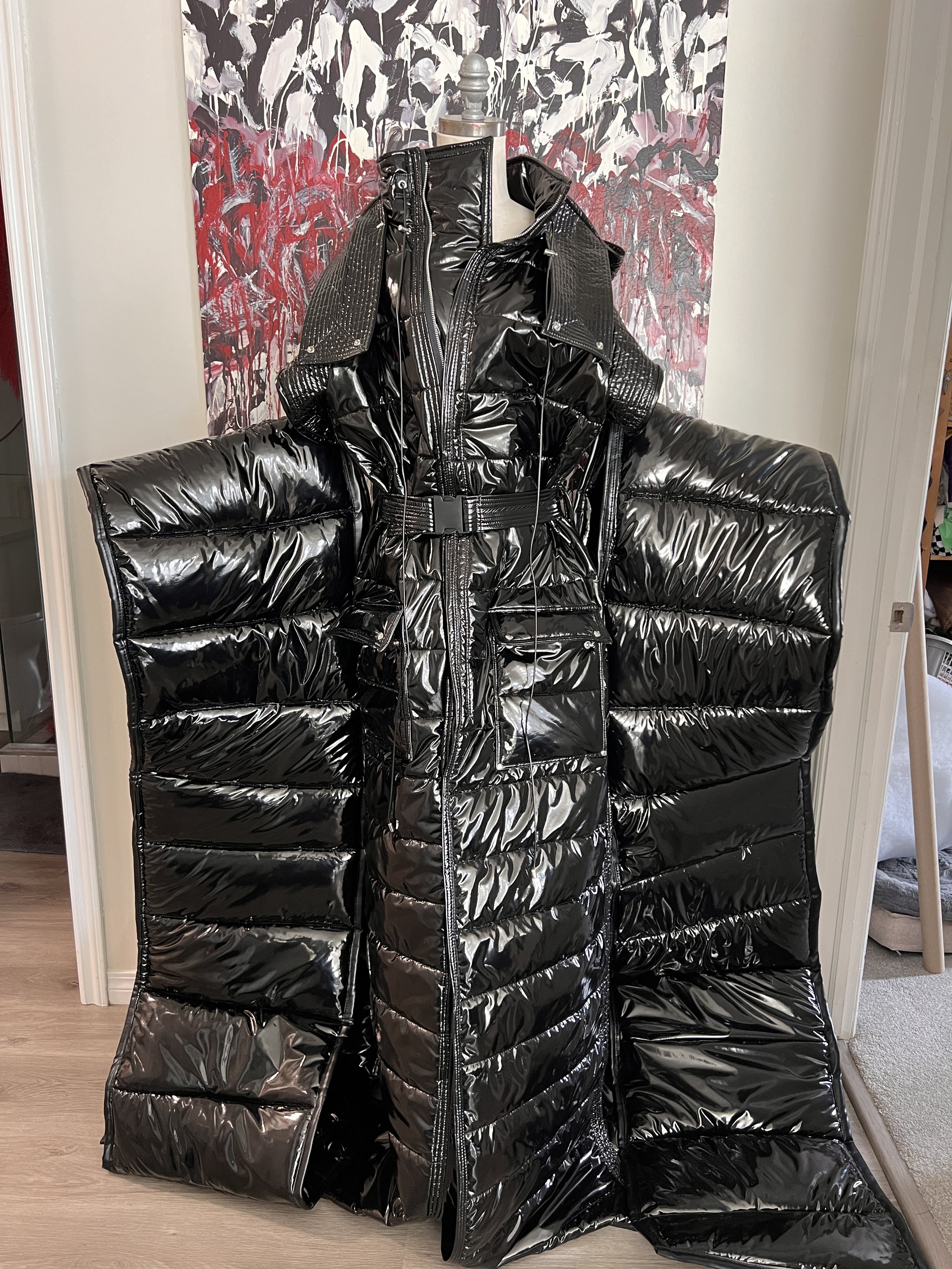 Mya Foxx in custom vinyl jacket 