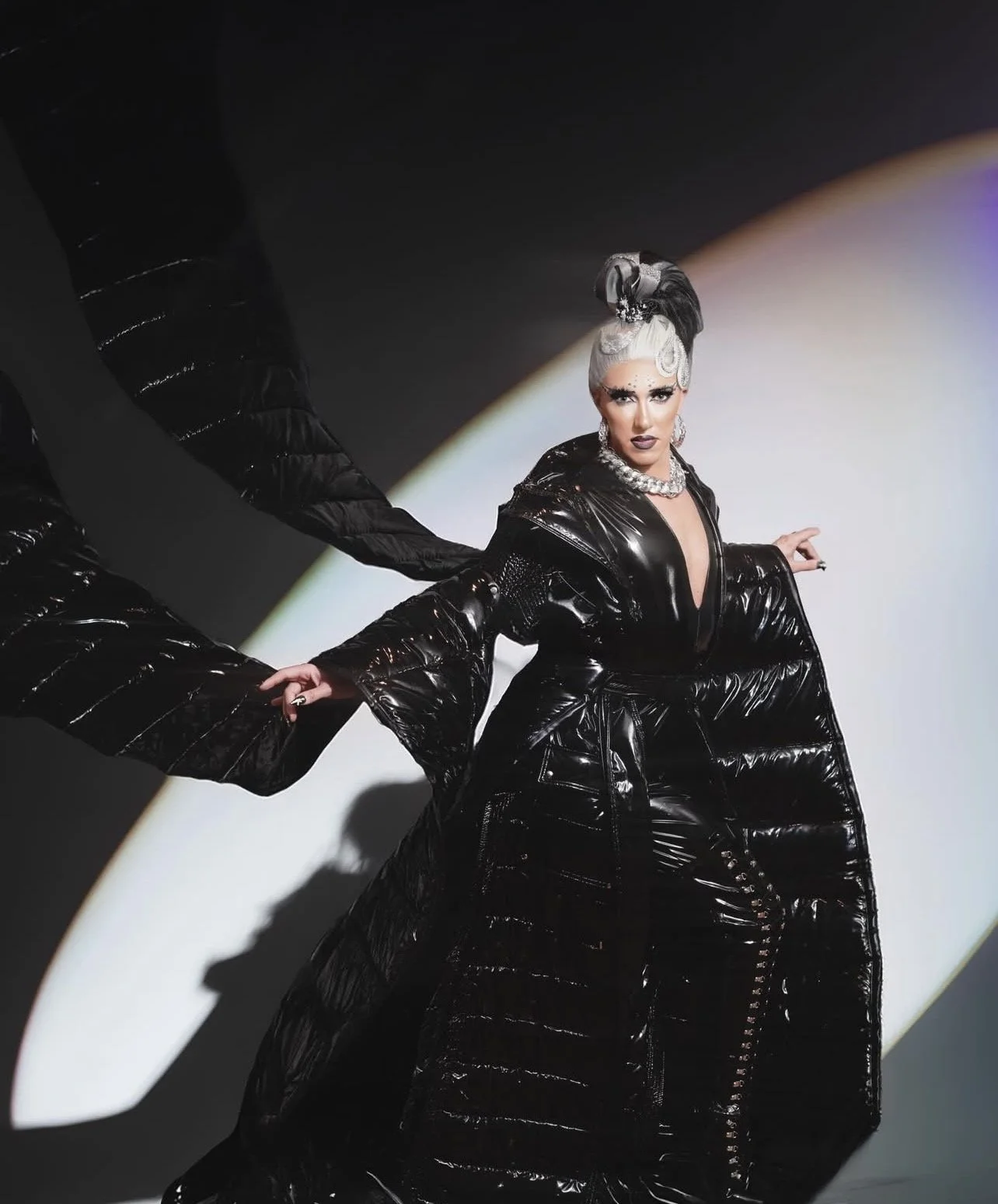 Mya Foxx in custom vinyl jacket 