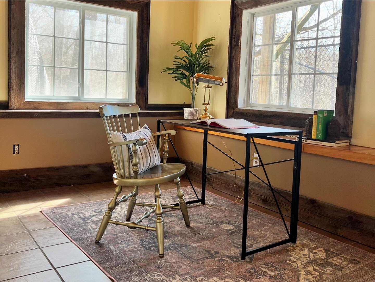 A charming office with a view. 
Swipe for the before!