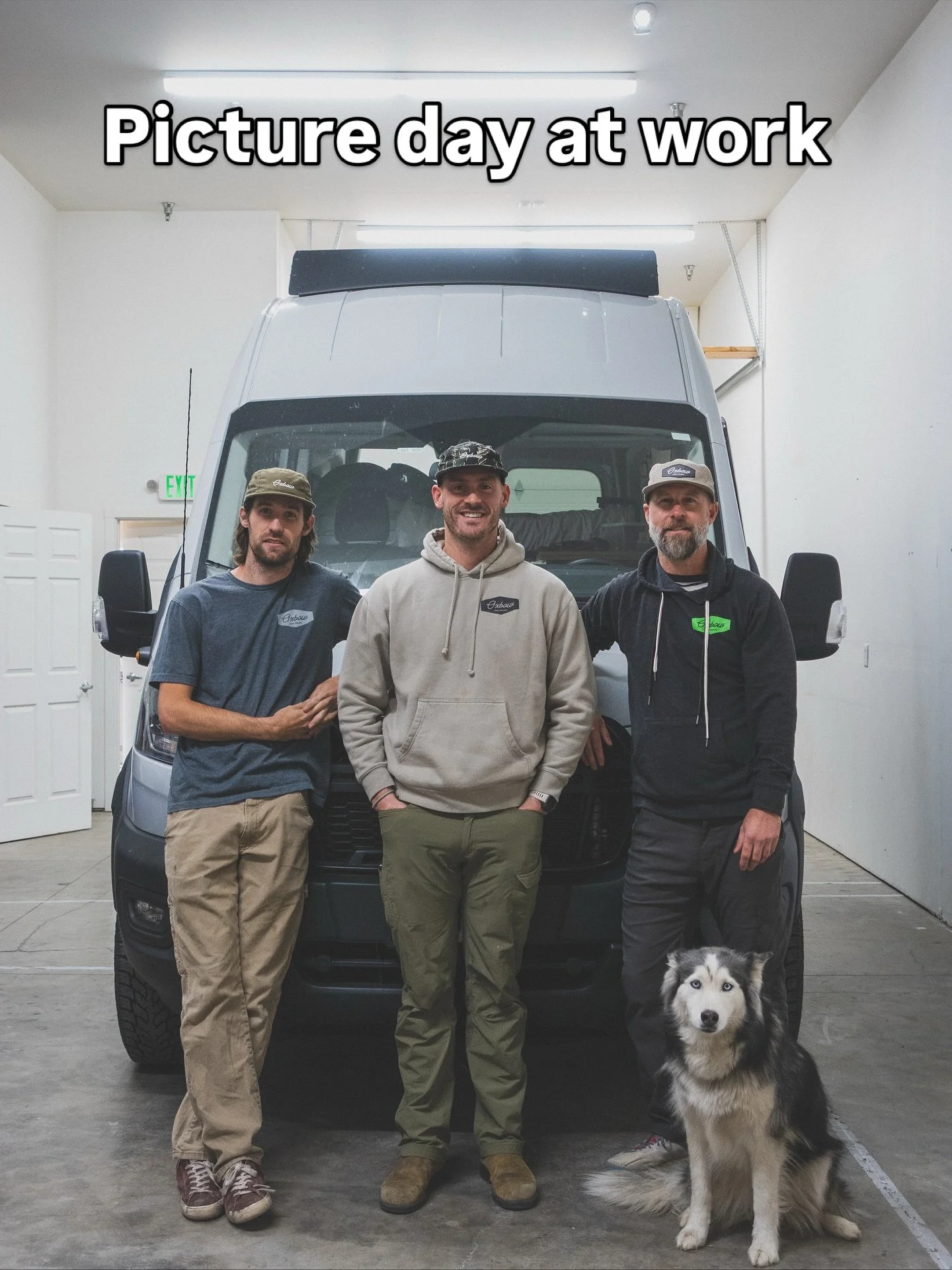 Great vans, good dog, questionable fashion choices. #oxbowvans #vanconversions #vanservices