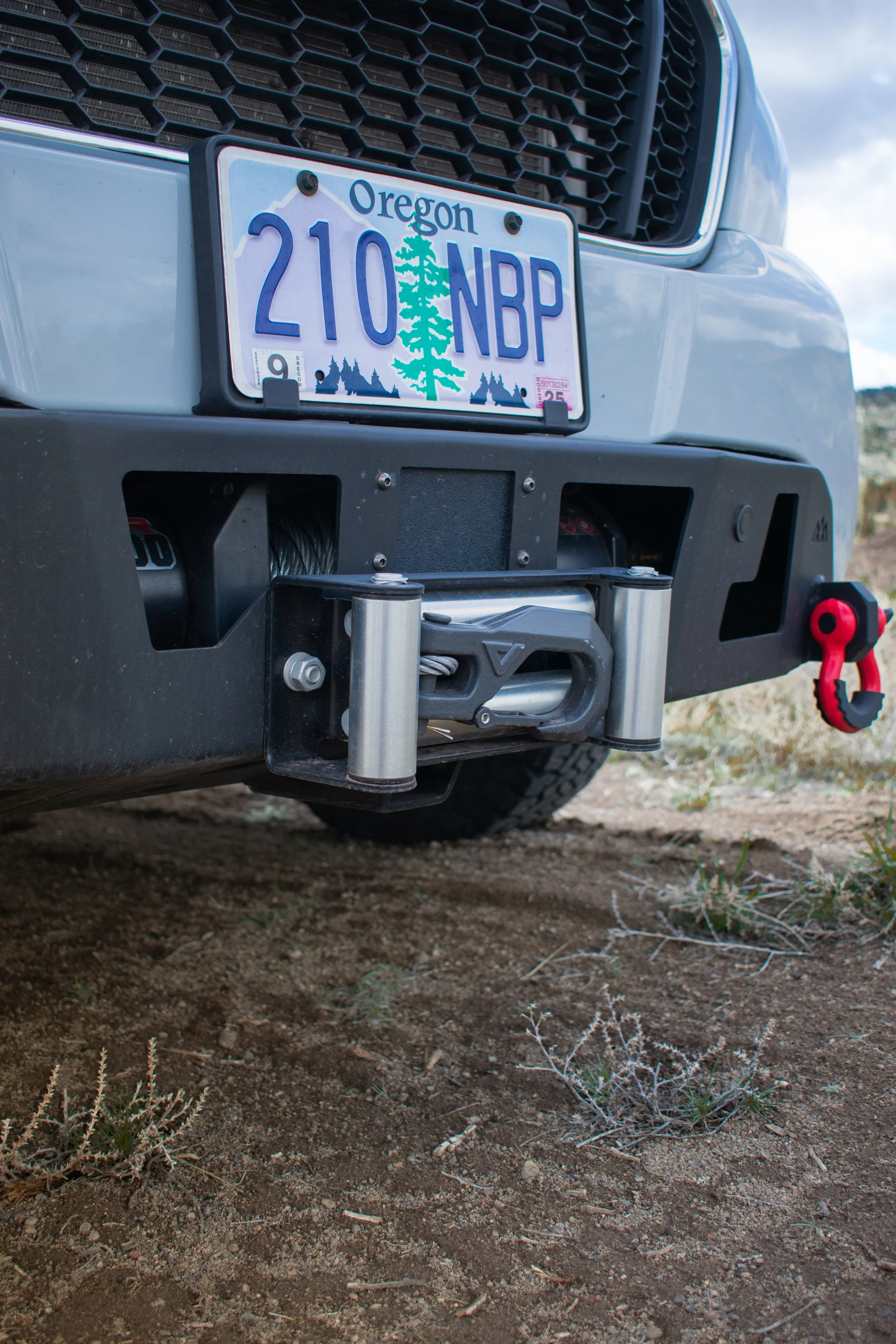 Ford Transit van with front winch – off-grid camper conversion by Oxbow Vans
