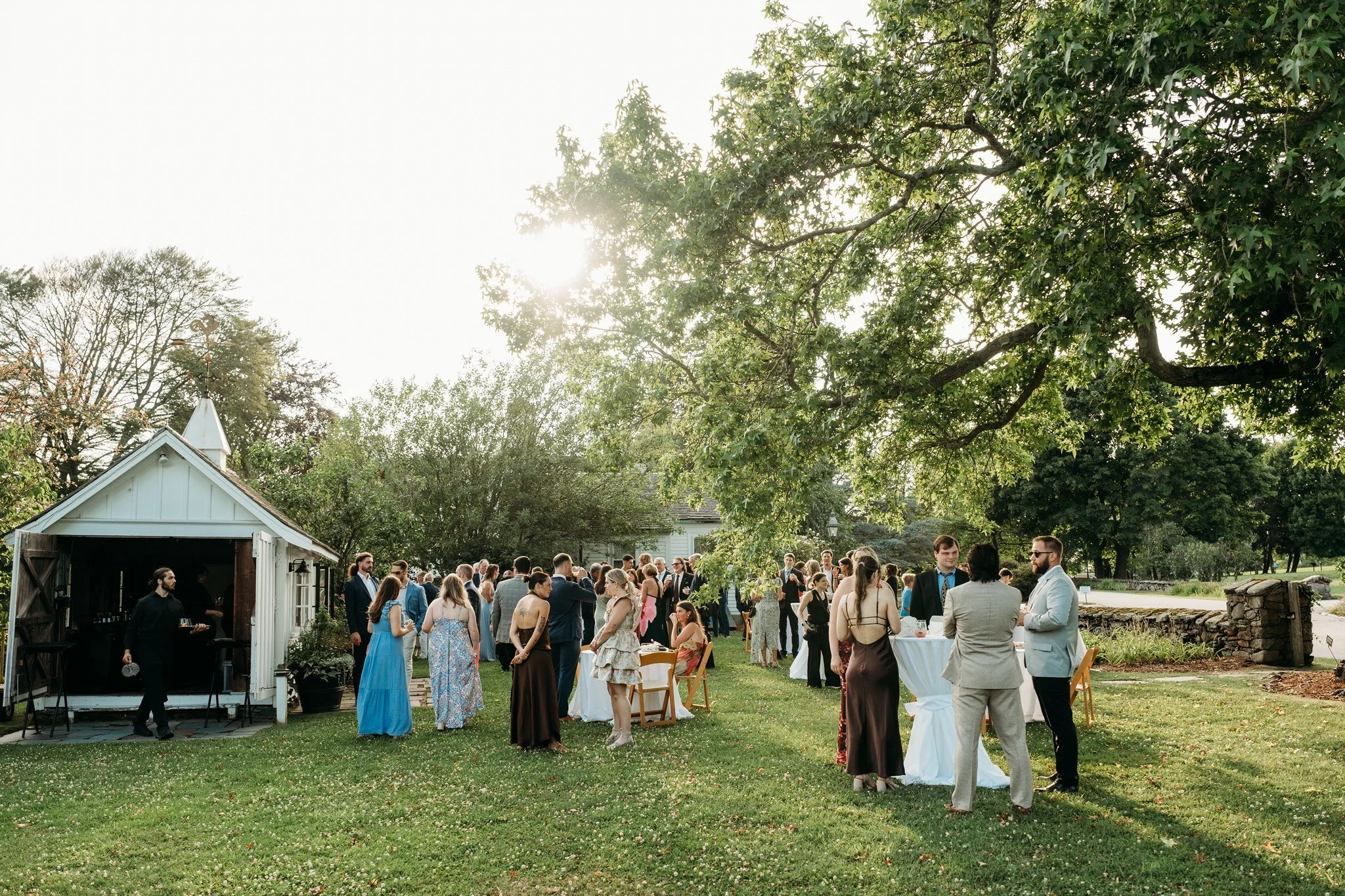 golden hour cocktail hour for elegant wedding