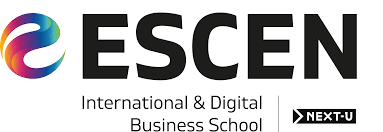 ESCEN logo with a colorful circular icon, the text 'ESCEN' and 'International & Digital Business School', and a 'NEXT-U' label.