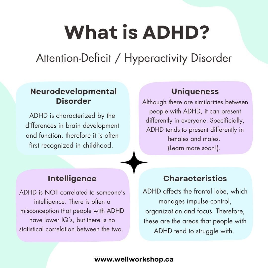 WHAT IS ADHD? 

All of our therapists specialize in ADHD, so check out our team on our page! 

#adhdtherapy #adhd #neurodivergent #psych #psychology #yegpsychology #mentalhealth #mentalhealthmatters #edmontonpsychology #yegtherapist #edmontontherapis