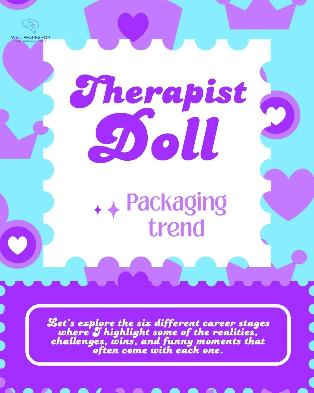 Saw the therapist doll-packaging trend making the rounds and couldn&rsquo;t resist creating our own version. 💜

This carousel is loosely based on the journey of the Well Workshop clinic owner. She has spent time in most of these stages, and each one