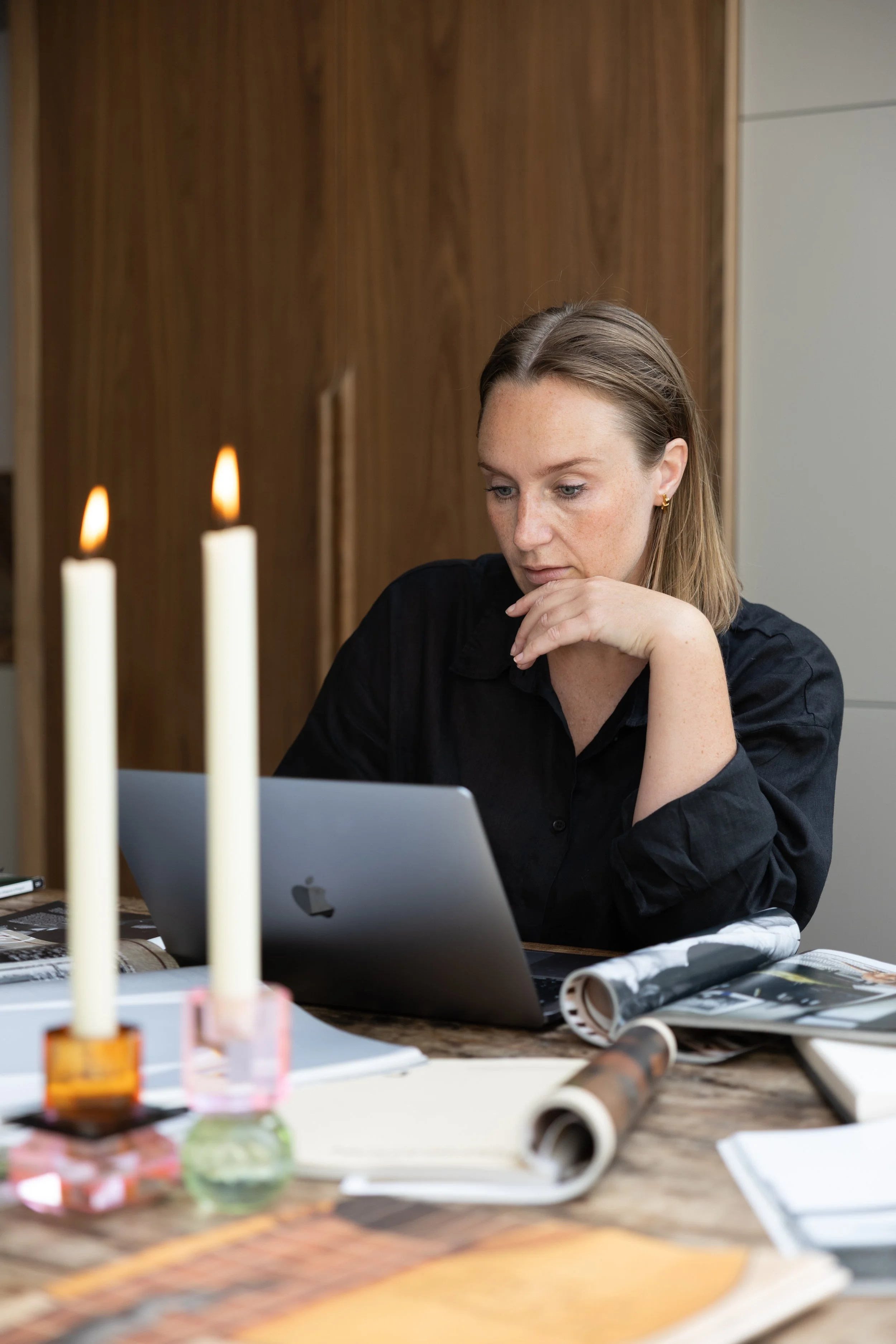 Studio GD. Immersed in research and creative strategy, the day often begins with exploring print and digital publications — scanning editorial layouts, visual trends, and cultural narratives.