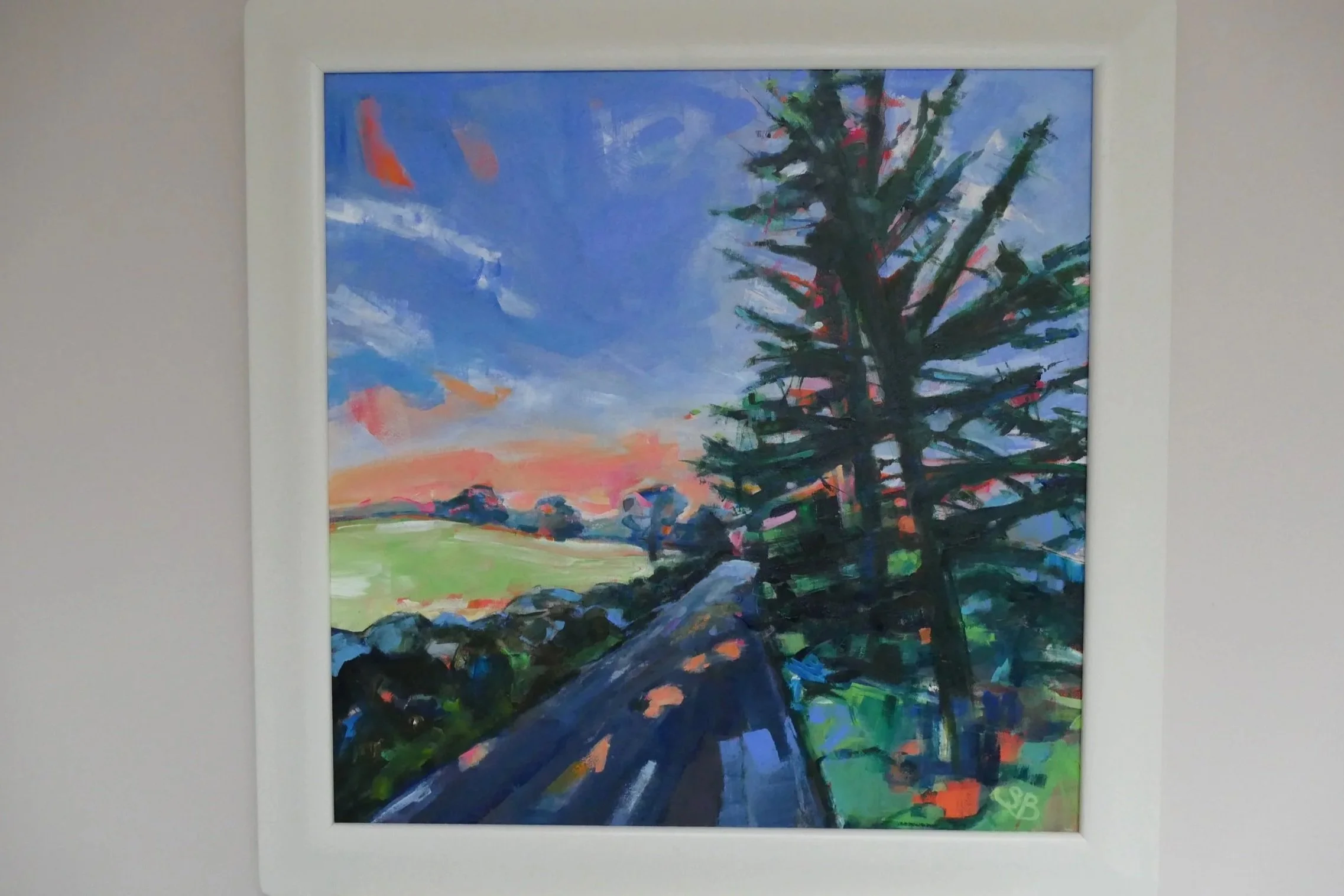 Straiton Sunset II, acrylic on linen board, size 40 x 40cm  SOLD