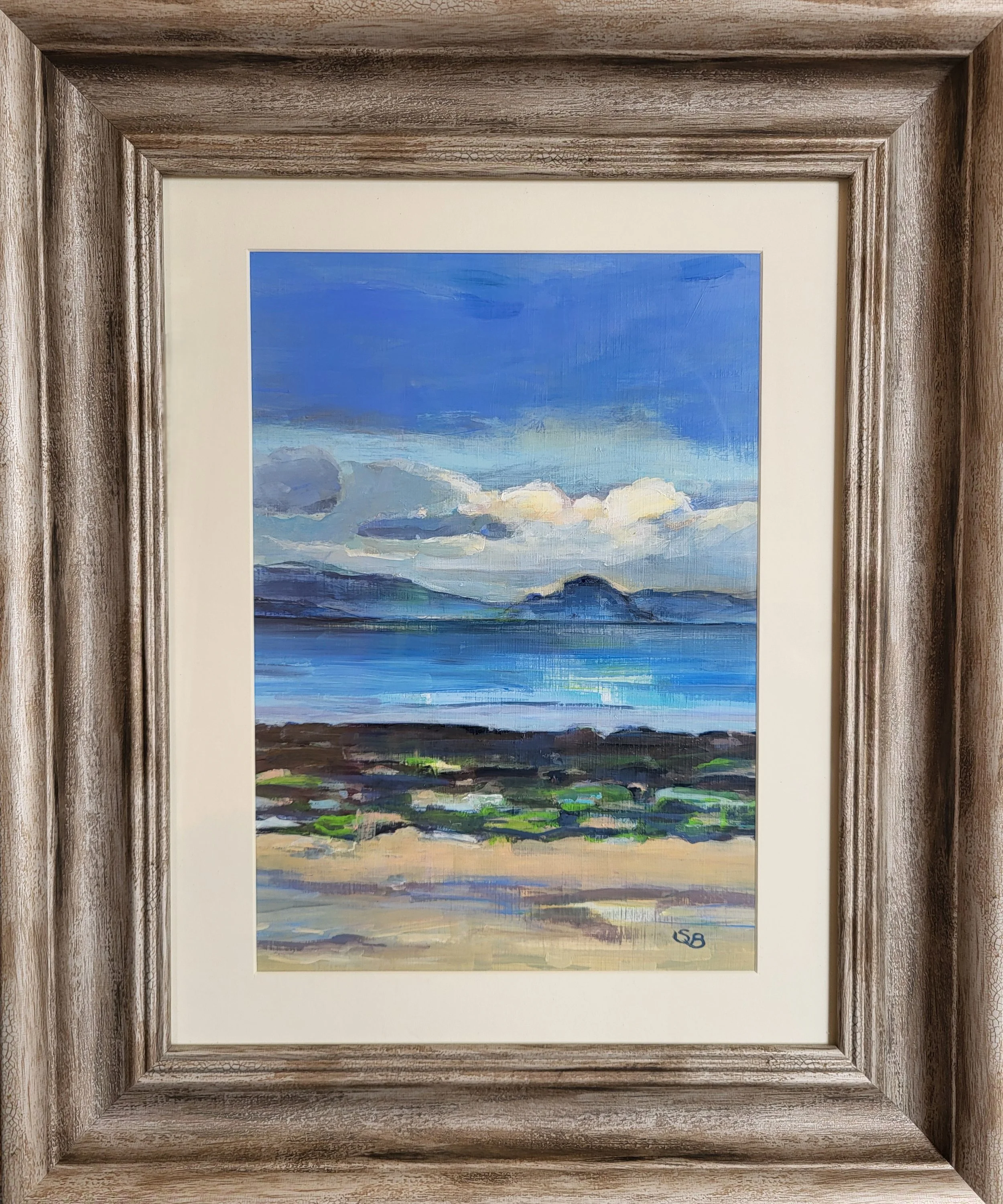 "Towards Arran" acrylic on hahnemuhle paper, mounted and framed, SOLD
