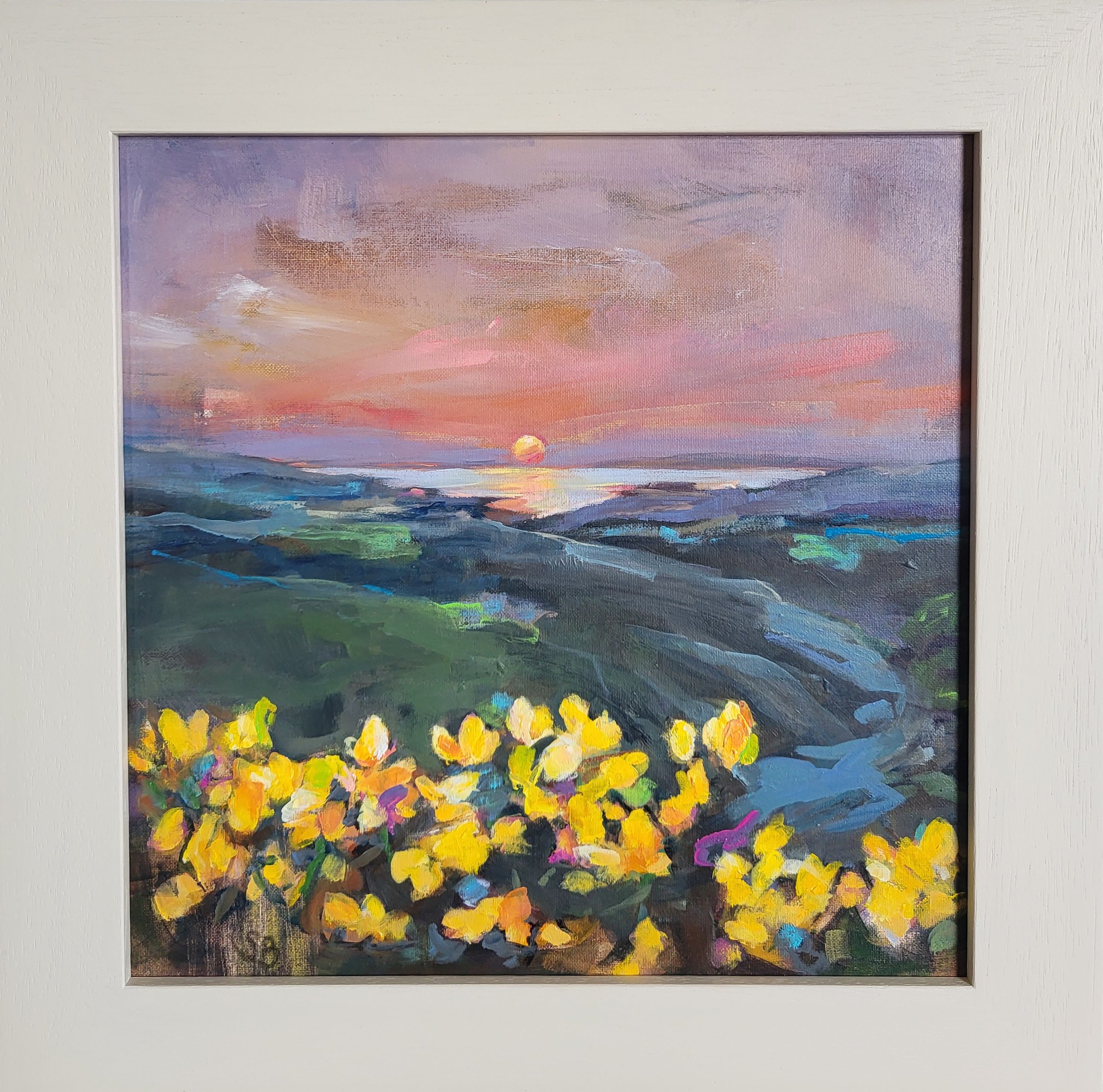 "Final light of the day" acrylic on linen board, 30 x 30 cm SOLD
