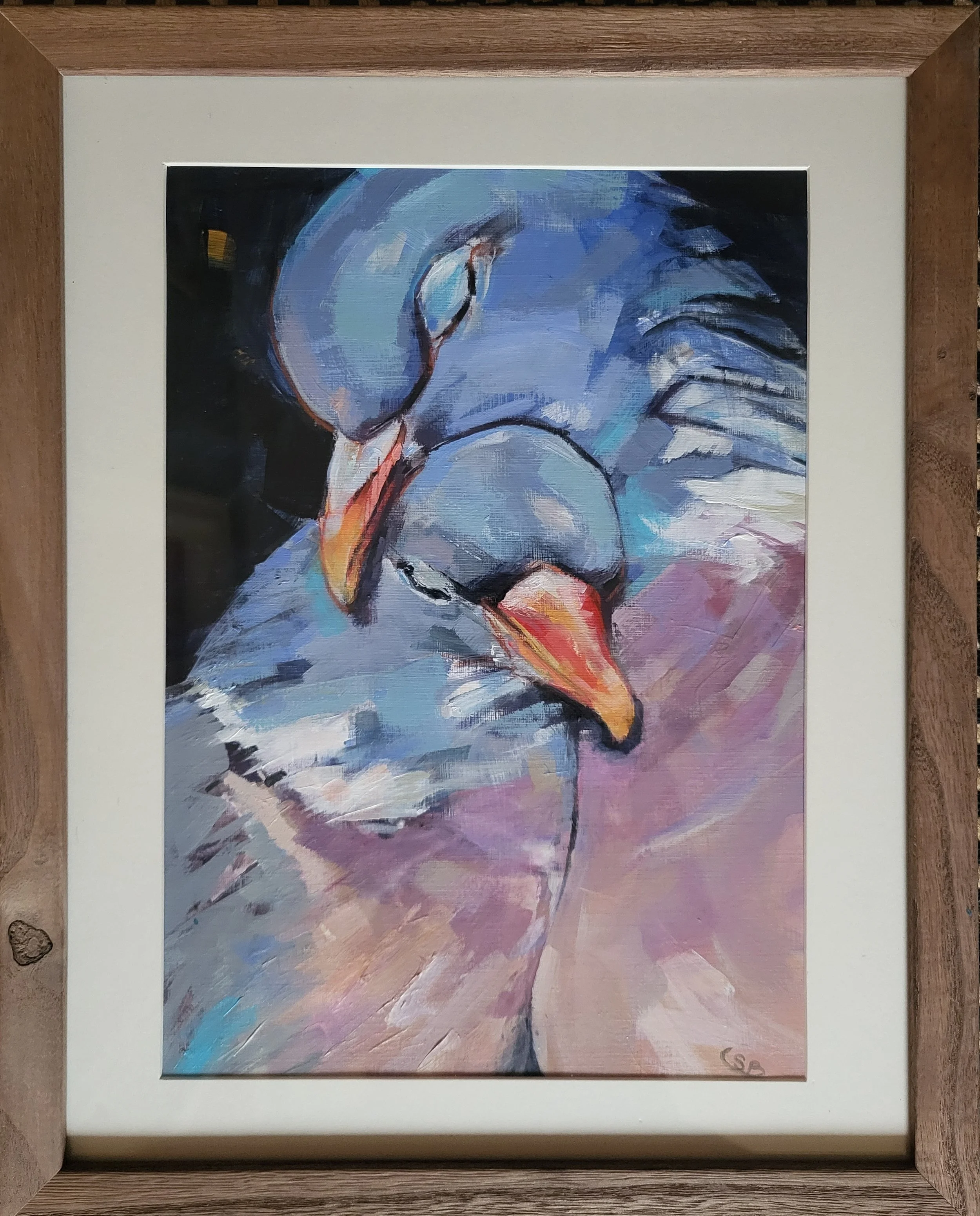 "Cooried In" acrylic and ink on hahnemuhle paper, size 32 x 24 cm  SOLD