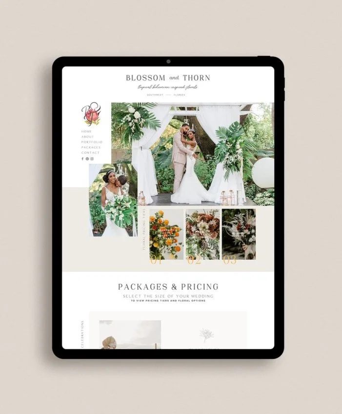Wedding Florist Blossom and Thorn's Boho Inspired Custom Website Design