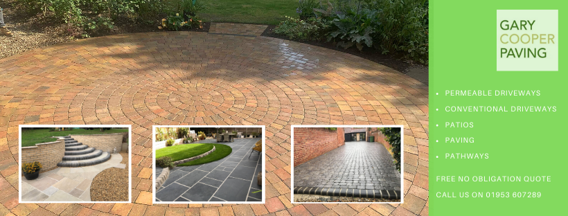 Gardens paths, patios and fencing.
