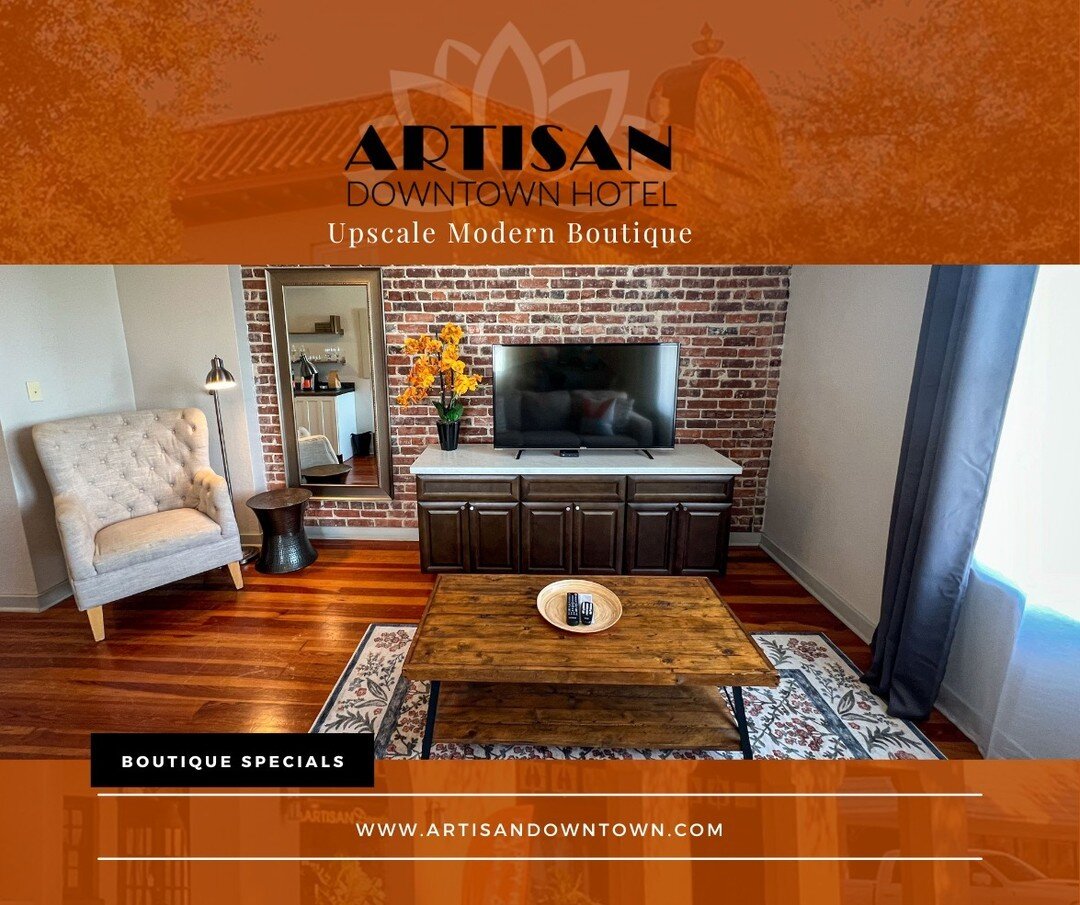 🧡 Hey there, gorgeous people, it's Friday! Ready to kick off your shoes and indulge in some R&amp;R? Why not pamper yourself with a posh getaway at The Historic ARTISAN Downtown Hotel in DeLand, FL? Our swanky boutique hotel sits smack dab in the he