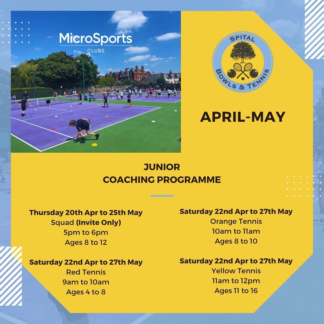 Adult and Junior Coaching Programmes at Spital are available to book for the remainder of this half term on our website (link in bio) 🎾

We run many sessions throughout the week for both juniors and adults starting from age 4+

If you would like any