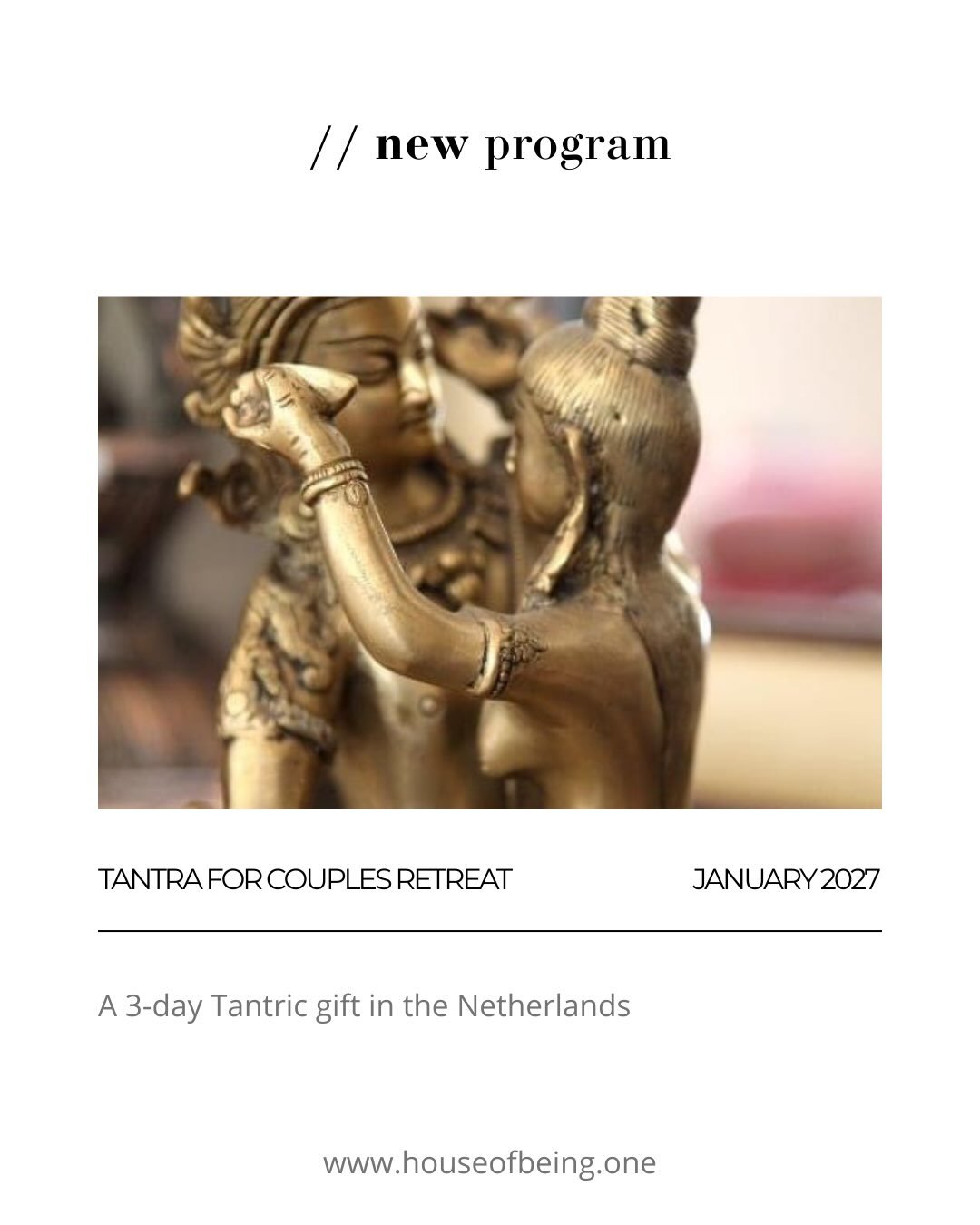 ✨Just announced: TANTRA FOR COUPLES RETREAT
.
.
Pause. Breathe. Reconnect.

Join us for a 3-day retreat to rediscover the beauty of simply being together. Through meditation, breath, movement and authentic Tantric practices, we create space for deepe