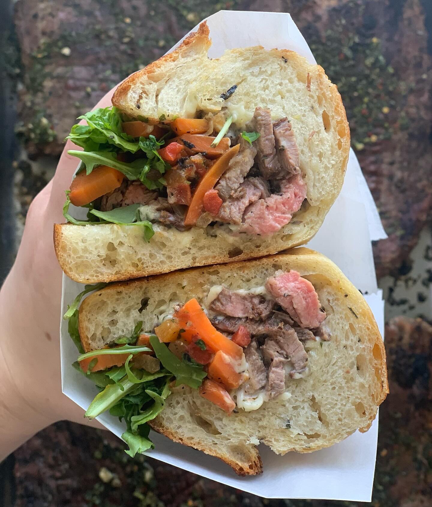 New Sandwich starting today! Our Miller&rsquo;s Flank Steak special contains charcoal grilled flank steak that&rsquo;s been marinated in a house made chimichurri. Served on a potato roll with garlic aioli, fire roasted veggies, and arugula.

This spe