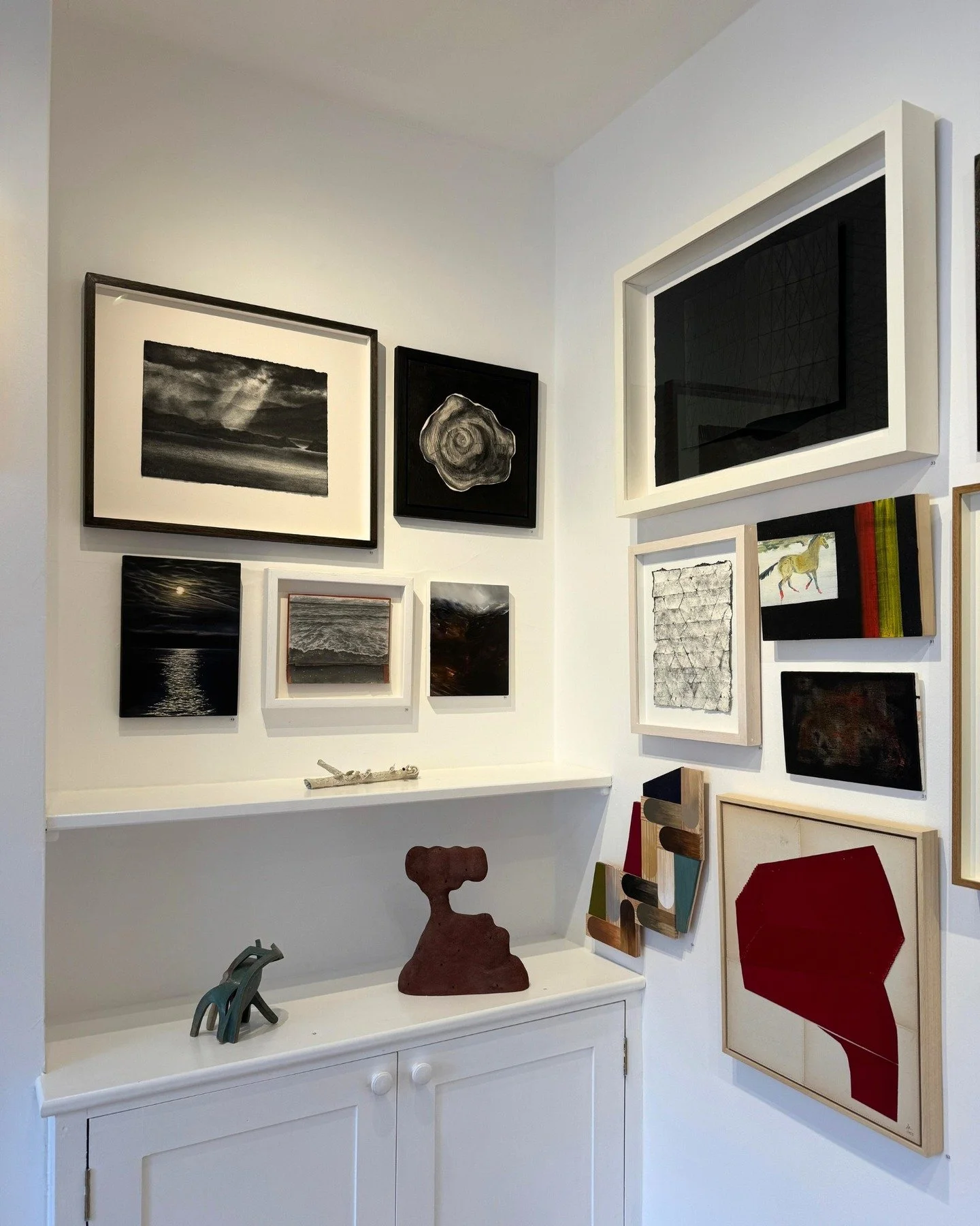 Here's another corner and another wall of the wonderful Irving Open exhibition currently in the gallery until Saturday 28th February. And some images of the glazed artworks which are harder to photograph. (All artists are tagged in the images.) 

If 