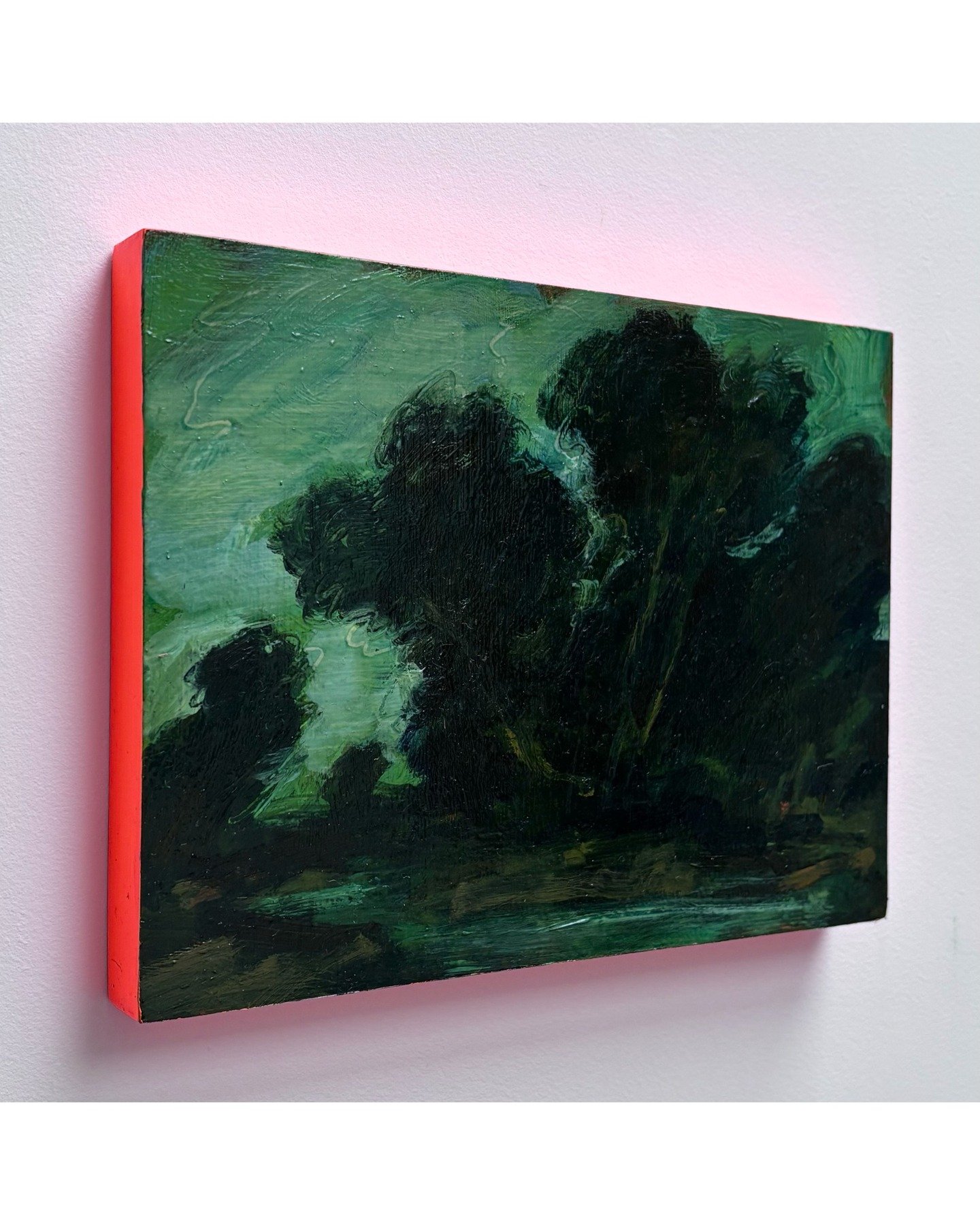Two deliciously green landscape paintings by Tereza Hor&aacute;ček from her solo show 'Afterlight', currently open in the gallery. These darker works are especially difficult to photograph. Come along to see them in person if you can! 

'Afterlight' 