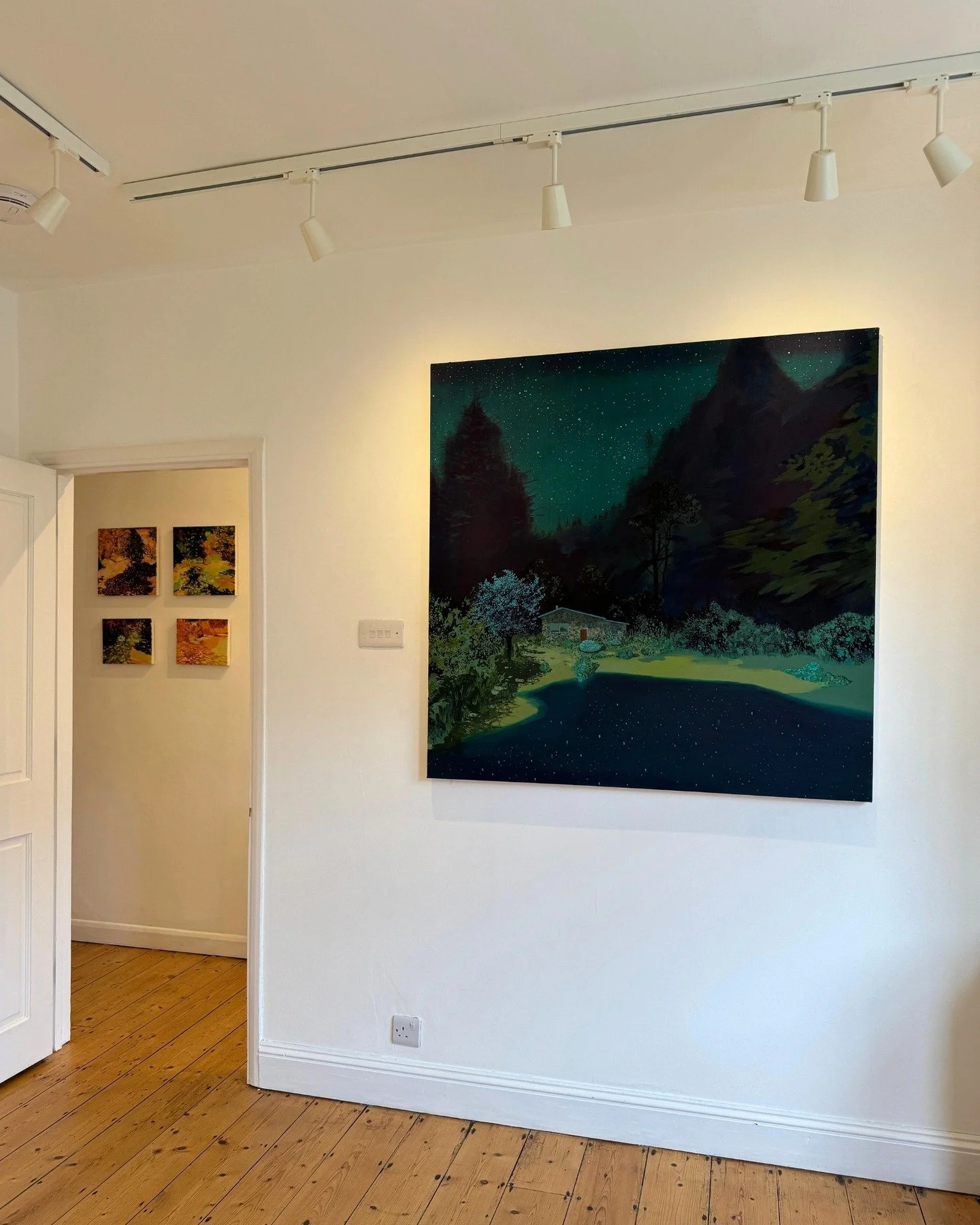 Spotlighting two very beautiful paintings from Charlotte Brisland's solo show 'Altered States', one large, one small. 

Image 3: 
Charlotte Brisland, &lsquo;Viridian night lens&rsquo;, 2026. Oil on canvas, 120 x 120 cm. &pound;7,500

Image 4: 
Charlo