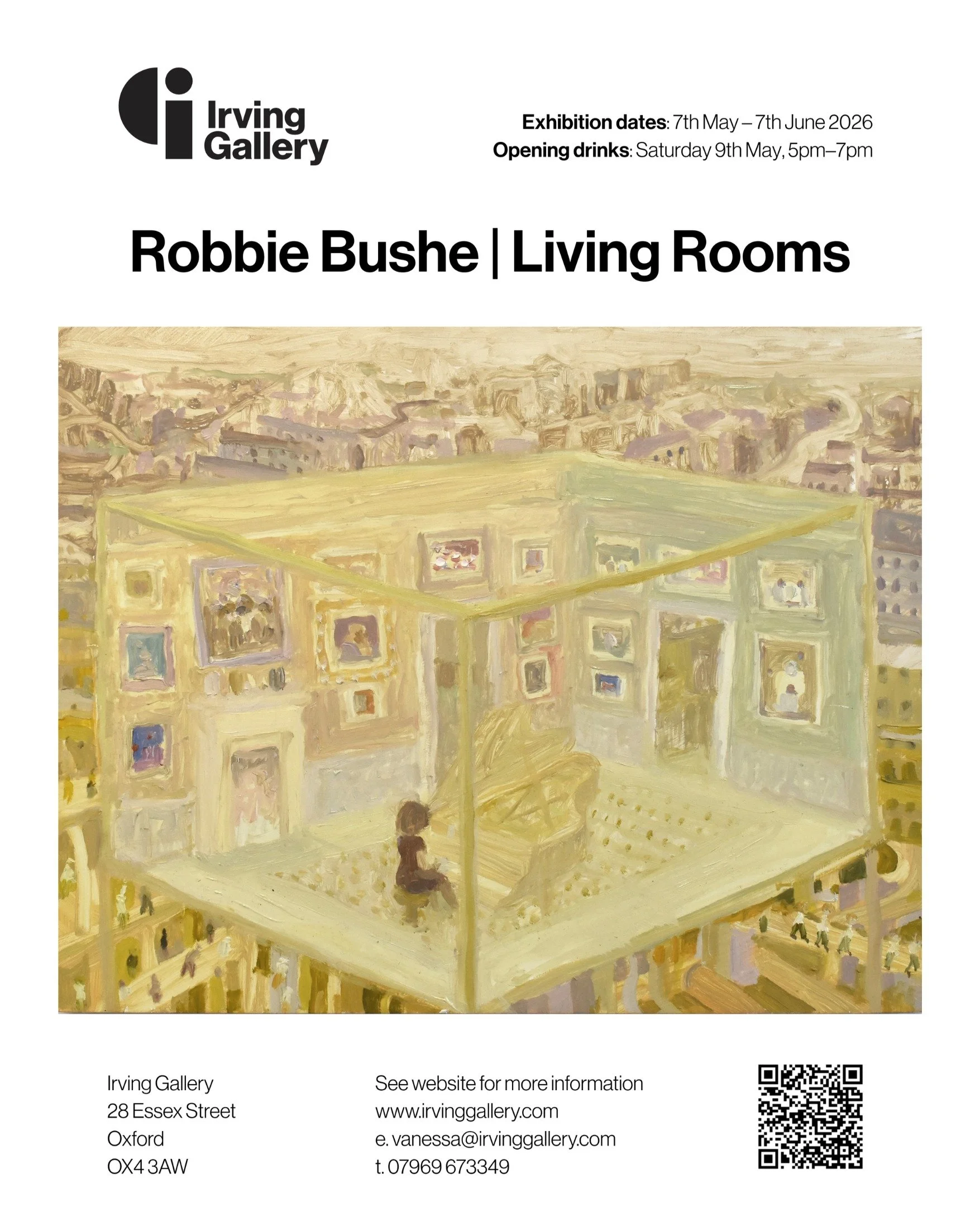Robbie Bushe | Living Rooms
Until Sunday 7th June 2026

Come along tomorrow / this Saturday 9th May for the opening of Robbie Bushe&rsquo;s solo show, his first outside of Scotland in 20 years

Artist Talk &amp; Opening Drinks: Saturday 9th May, 5pm-