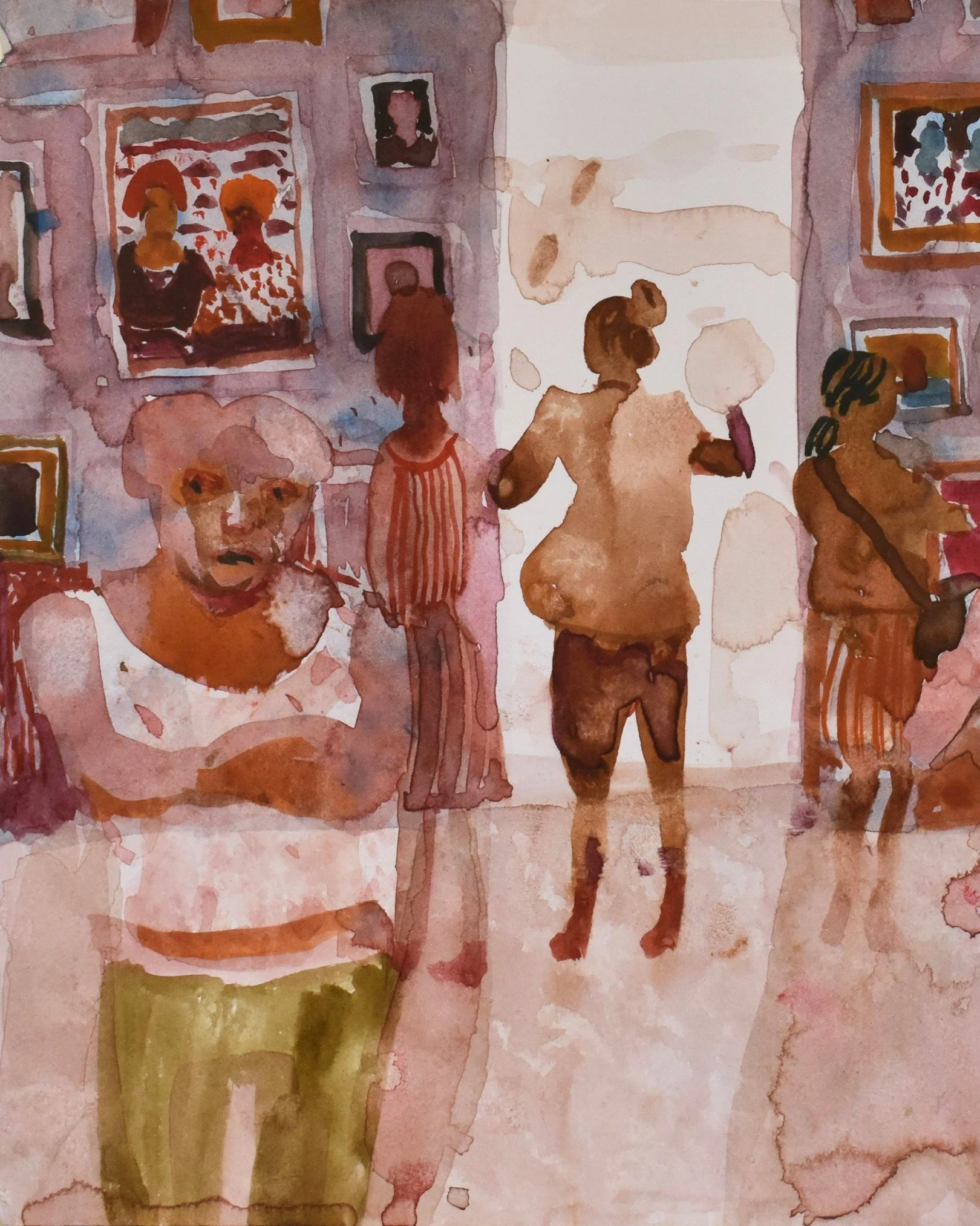 Robbie Bushe's solo show 'Living Rooms' (until 7th June) includes a collection of his wonderful watercolour paintings. All float mounted and framed in white painted wood frames, they are delightful, and the translucency of watercolour lends itself br