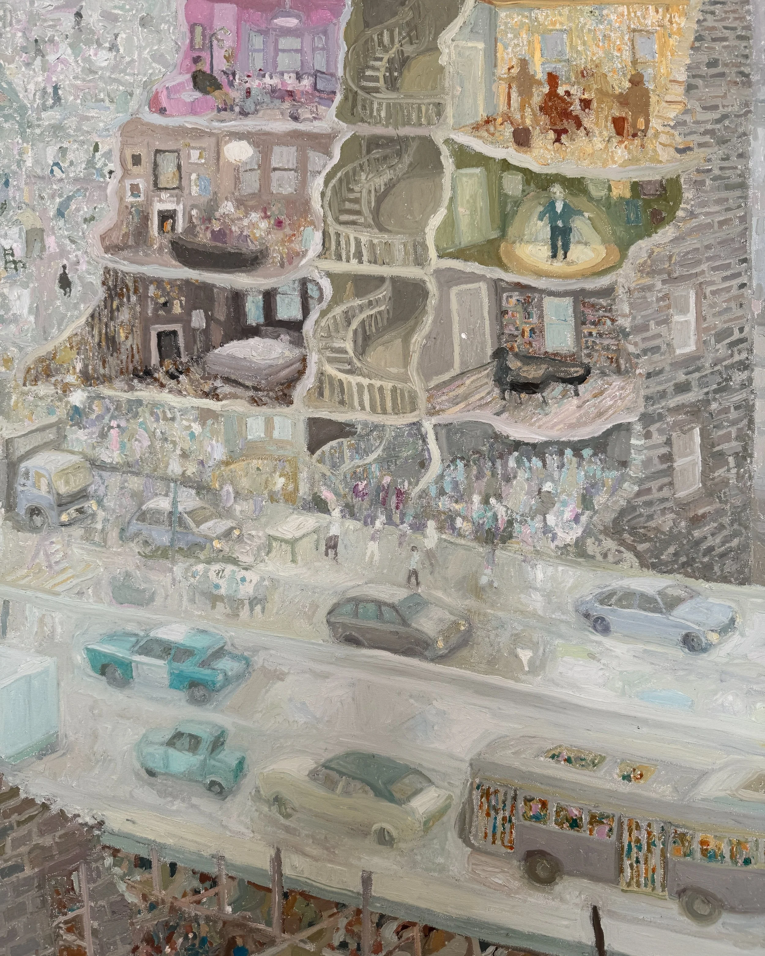 I very much enjoyed reading these words about his painting by @robbiebushe, which I'm re-posting: 

"I&rsquo;ve gradually realised over the years that I&rsquo;m not really painting architecture. I&rsquo;m painting people in close proximity to on