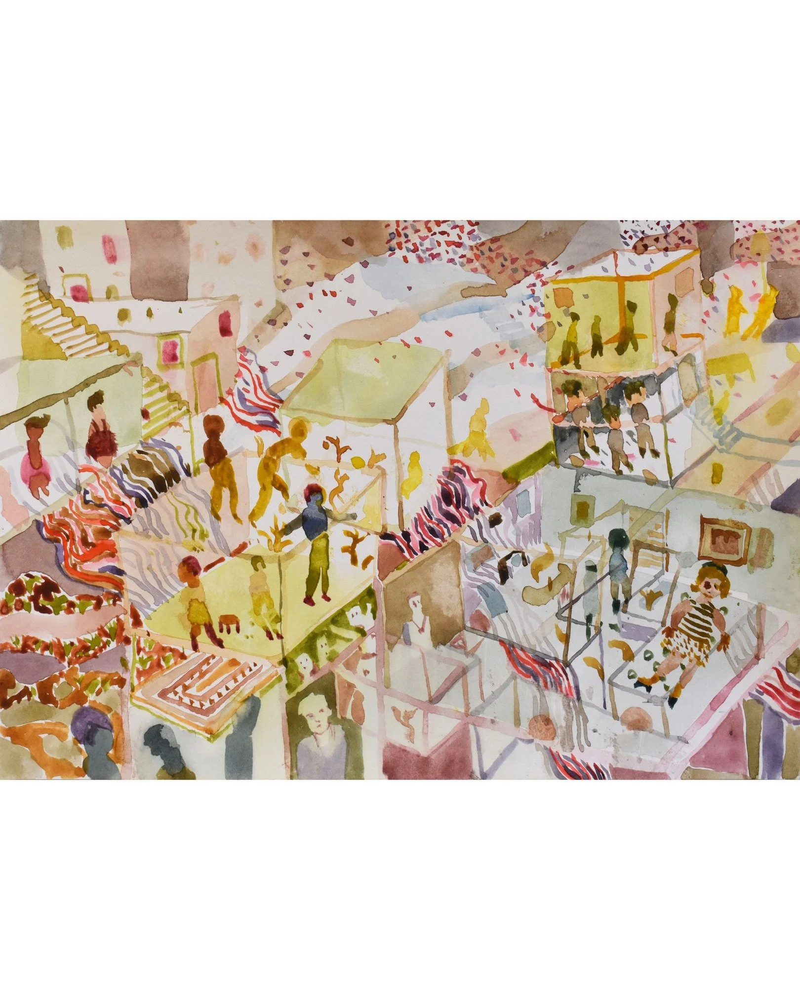 Robbie Bushe's solo show 'Living Rooms' (until 7th June) includes a collection of his brilliant watercolour paintings. 

These beautiful painting are float mounted and framed in white painted wood frames, and they are delightful. The translucency of 