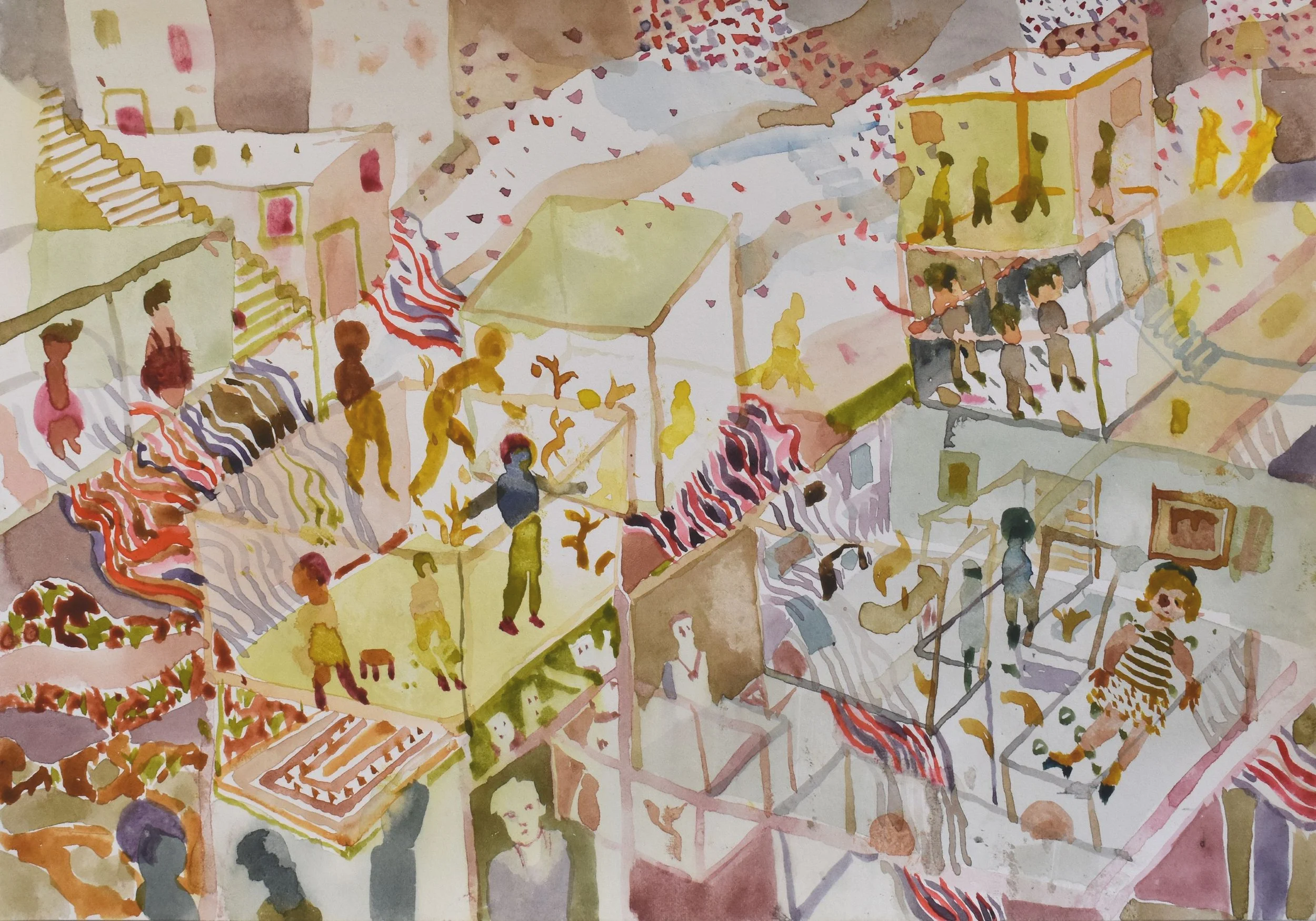 'Multi Stories (Study 1)', 2025. Watercolour, 21 x 30 cm, framed 29 x 37.8 x 3 cm. £460